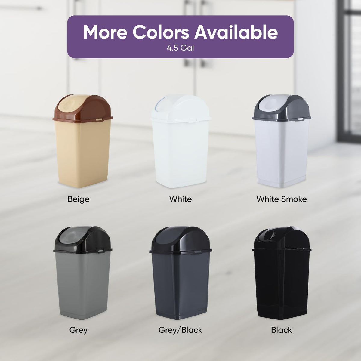 Small Trash Can with Lid 4.5 Gallon Plastic Swing Top Garbage Can Slim Waste Bin for Under Sink