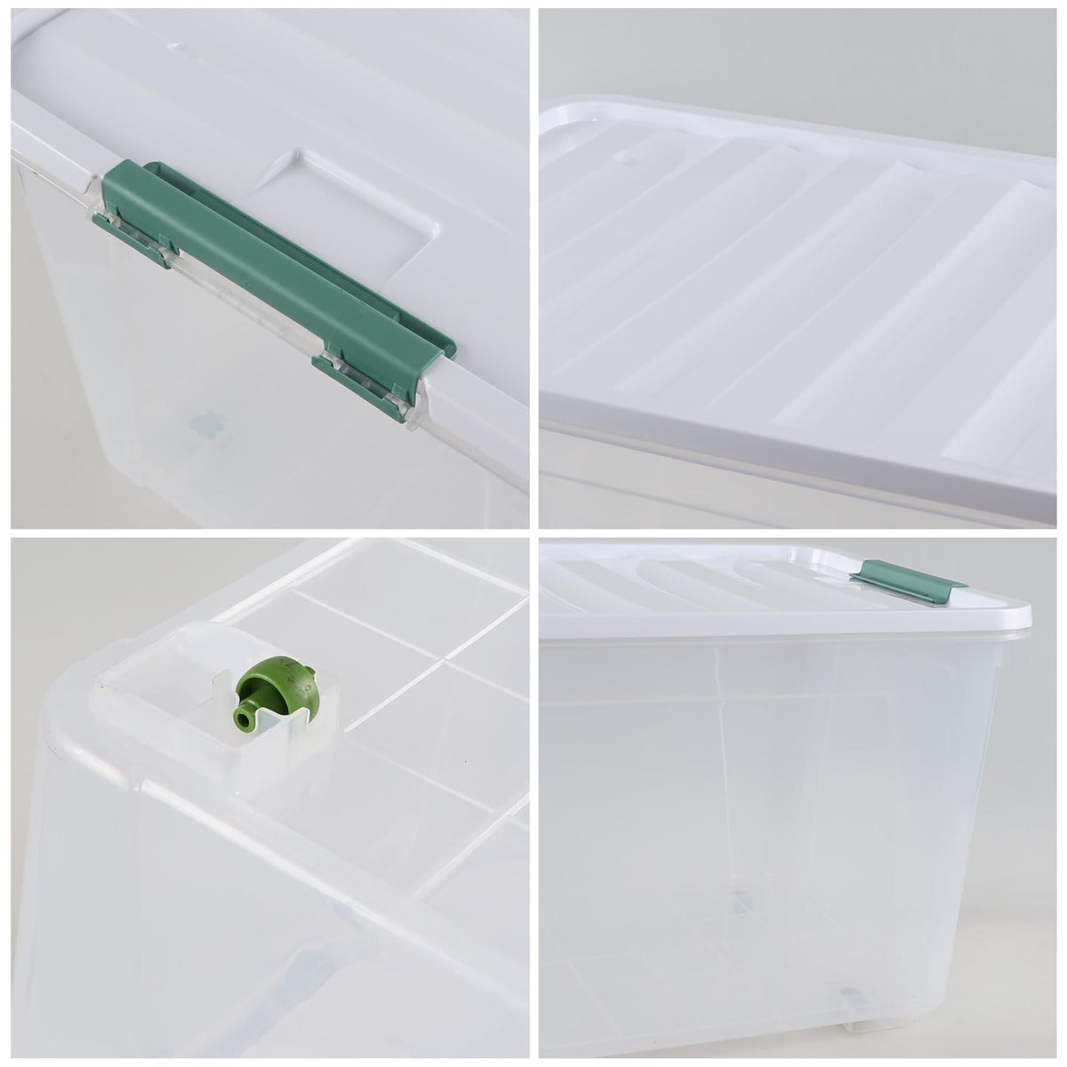 4 Pack Clear 80 L Rolling Plastic Storage Bins with Latching Lids (4 Count)