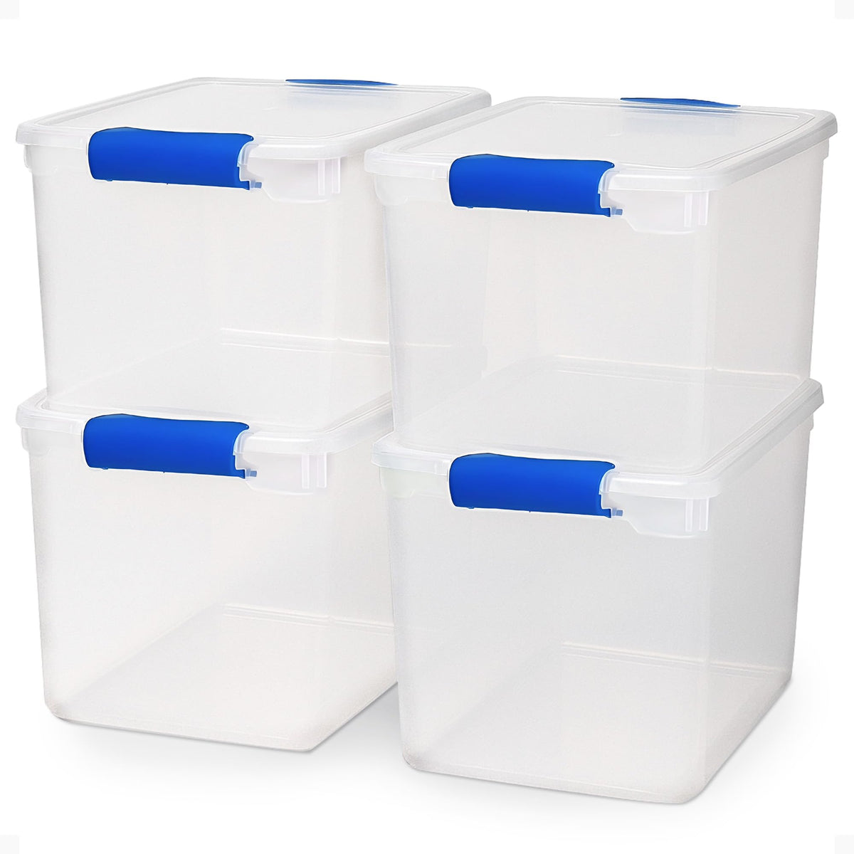 Clear Plastic Storage Bins with Latching Lids (4 Count)