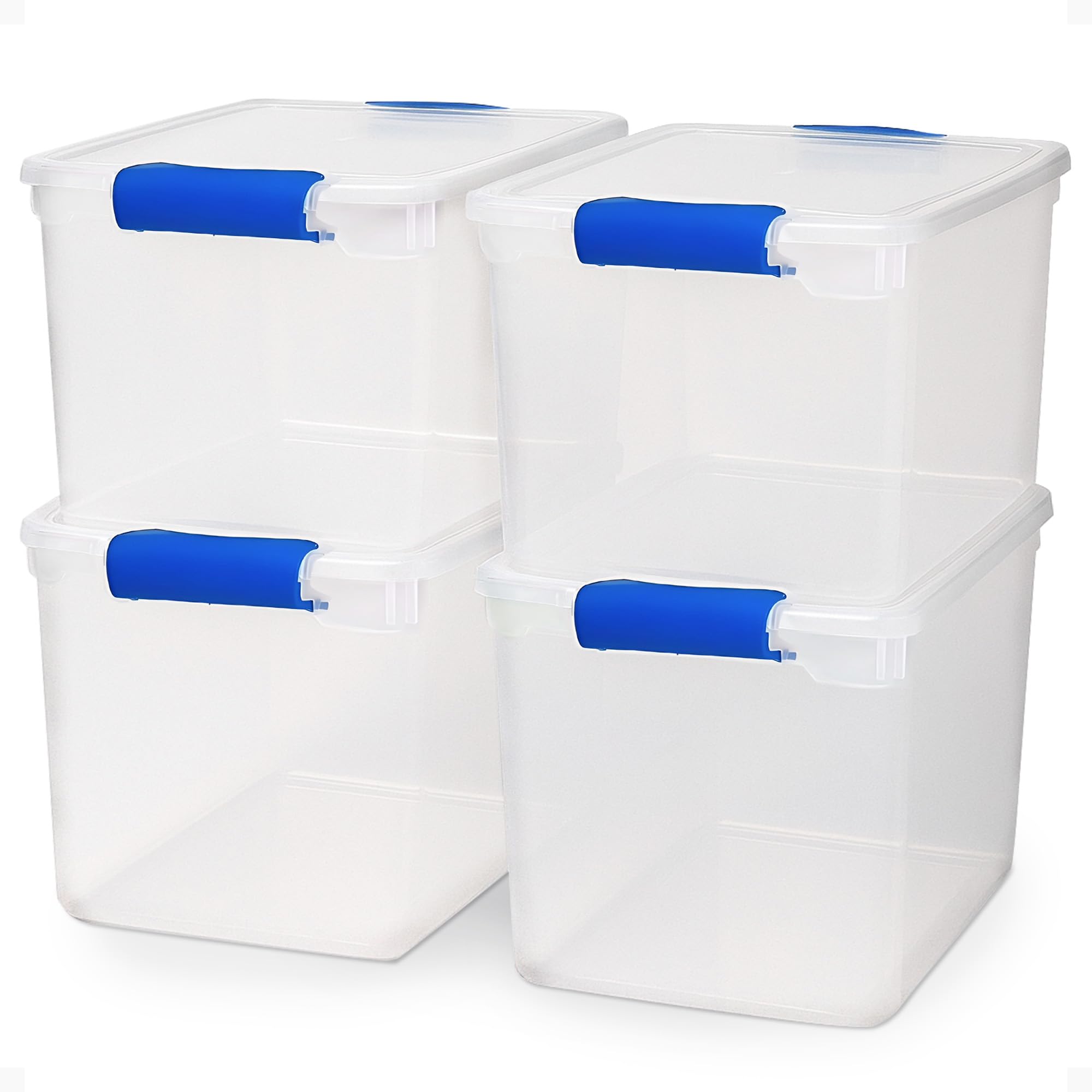 Clear Plastic Storage Bins with Latching Lids (4 Count)