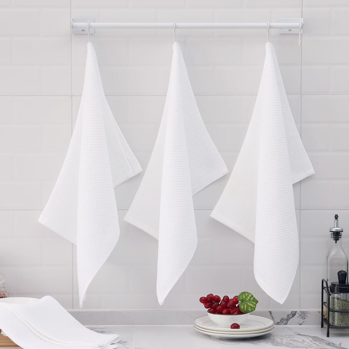 100% Cotton Oversized Waffle Weave Kitchen Towels 8 (8 Count)