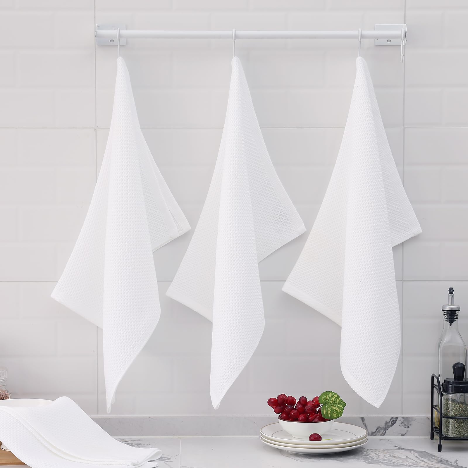 100% Cotton Oversized Waffle Weave Kitchen Towels 8 (8 Count)