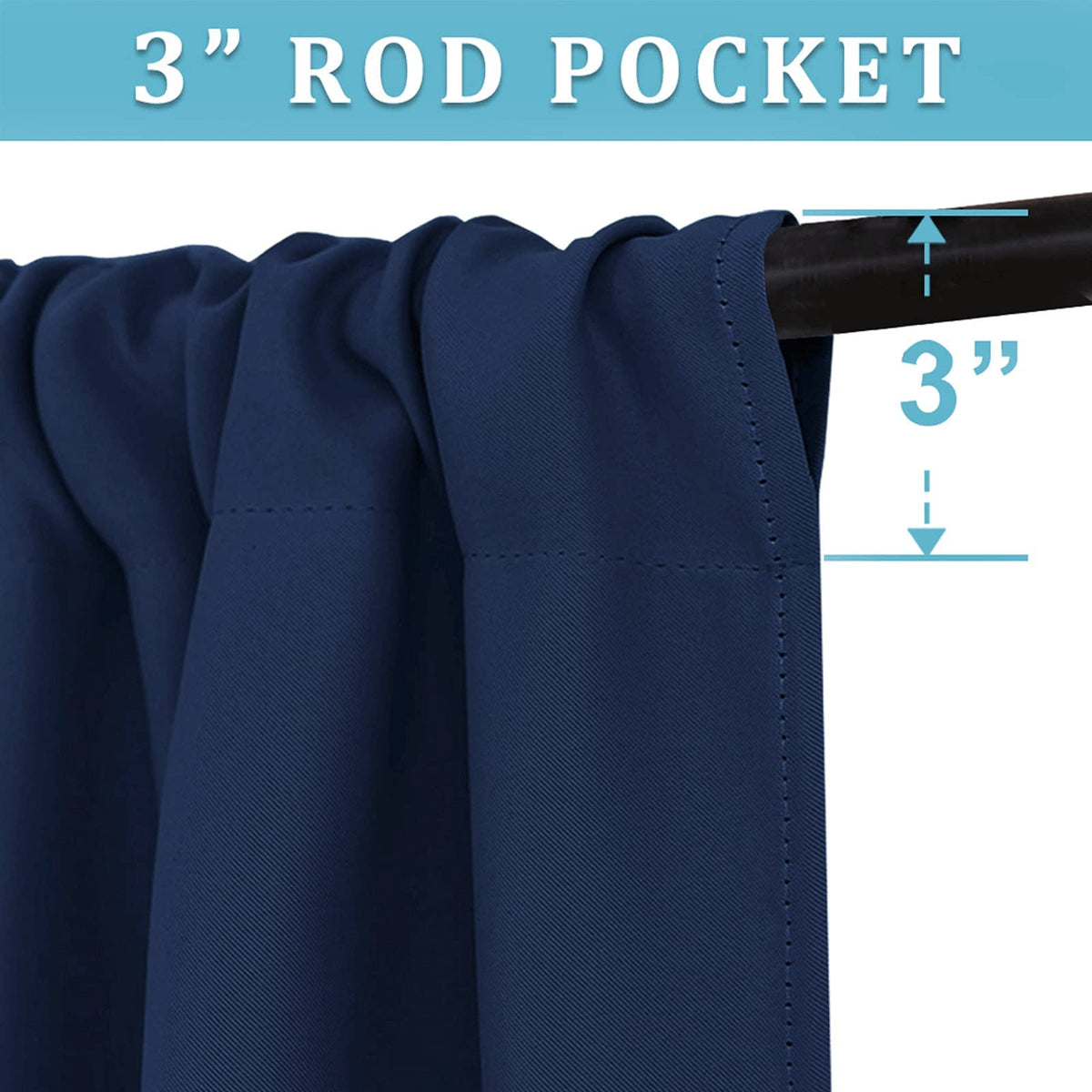 Extra Wide Blackout Curtains for Bedroom Living Room 63 inch Long (2 Count)
