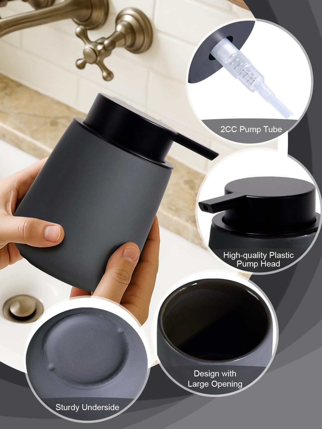 Ceramic Soap Dispenser for Kitchen and Bathroom