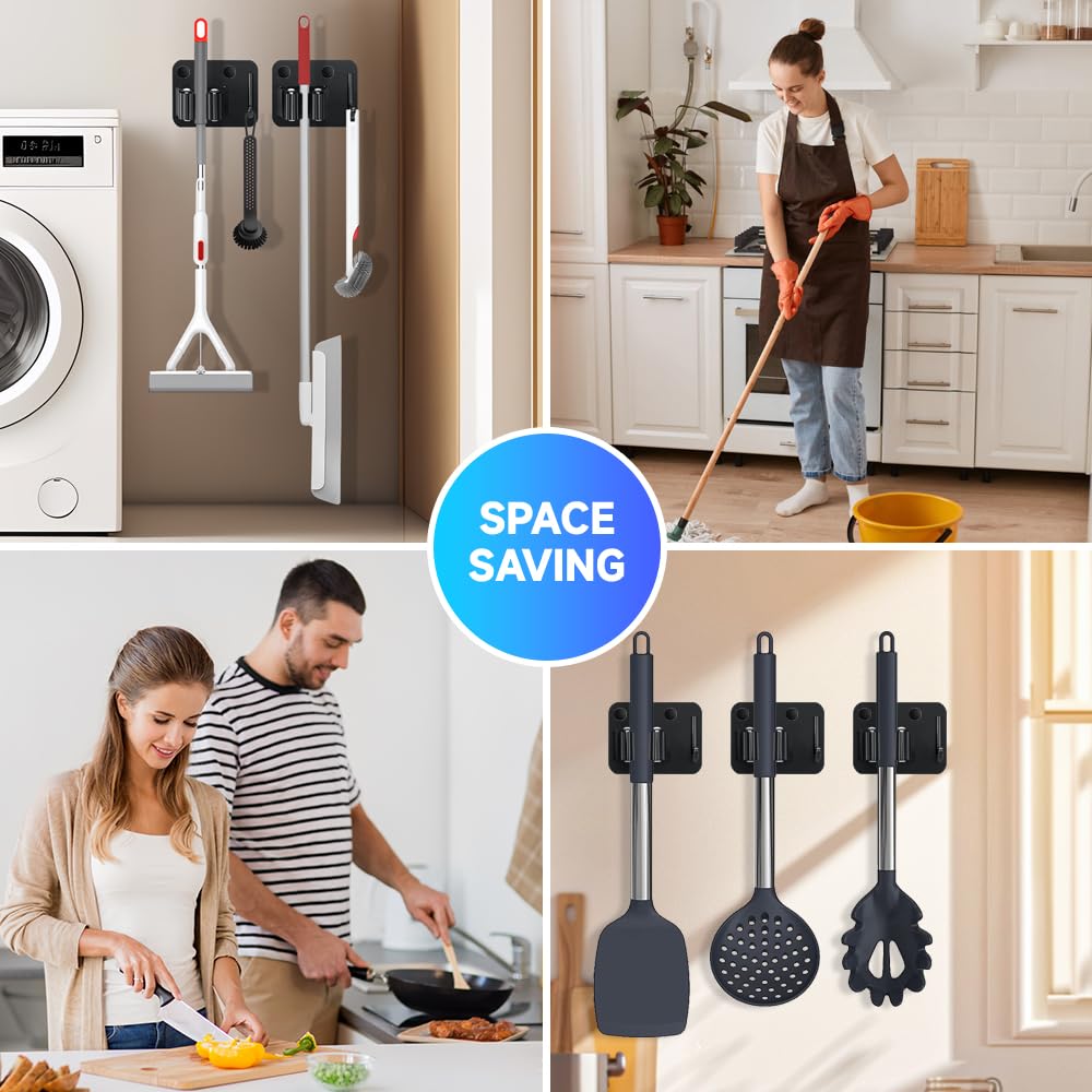 2 Pack Broom Holder with Heavy Duty Hooks (6.24 Ounce)