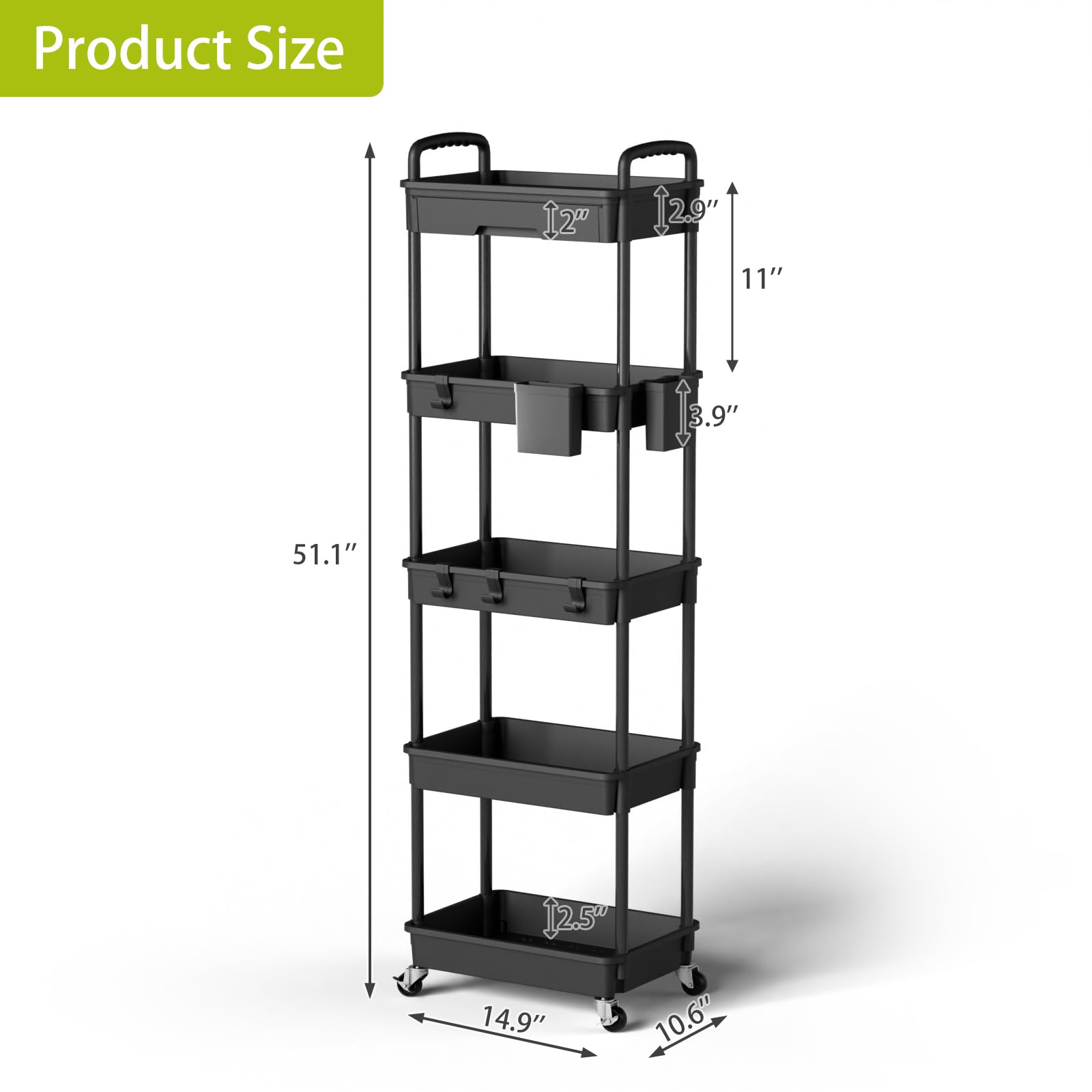 5 Tier Rolling Cart Organizer