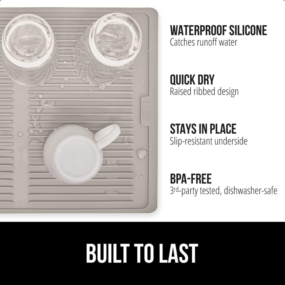 100% BPA Free Patented Silicone Dish Drying Mat for Kitchen Counter