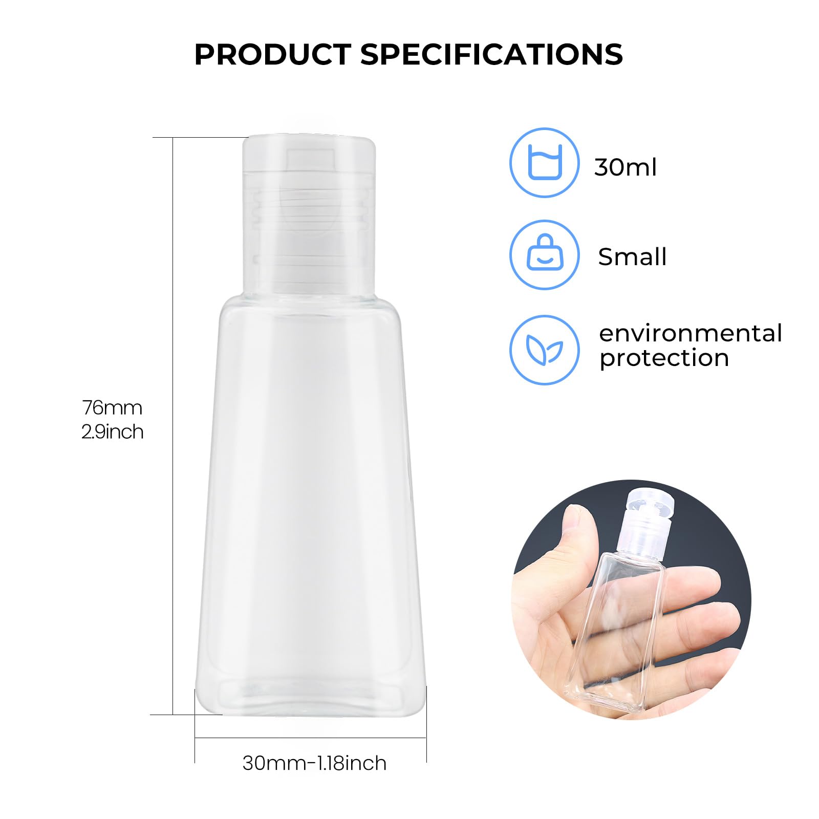 12 Pack 1oz Flip Cap Squeeze Bottles
