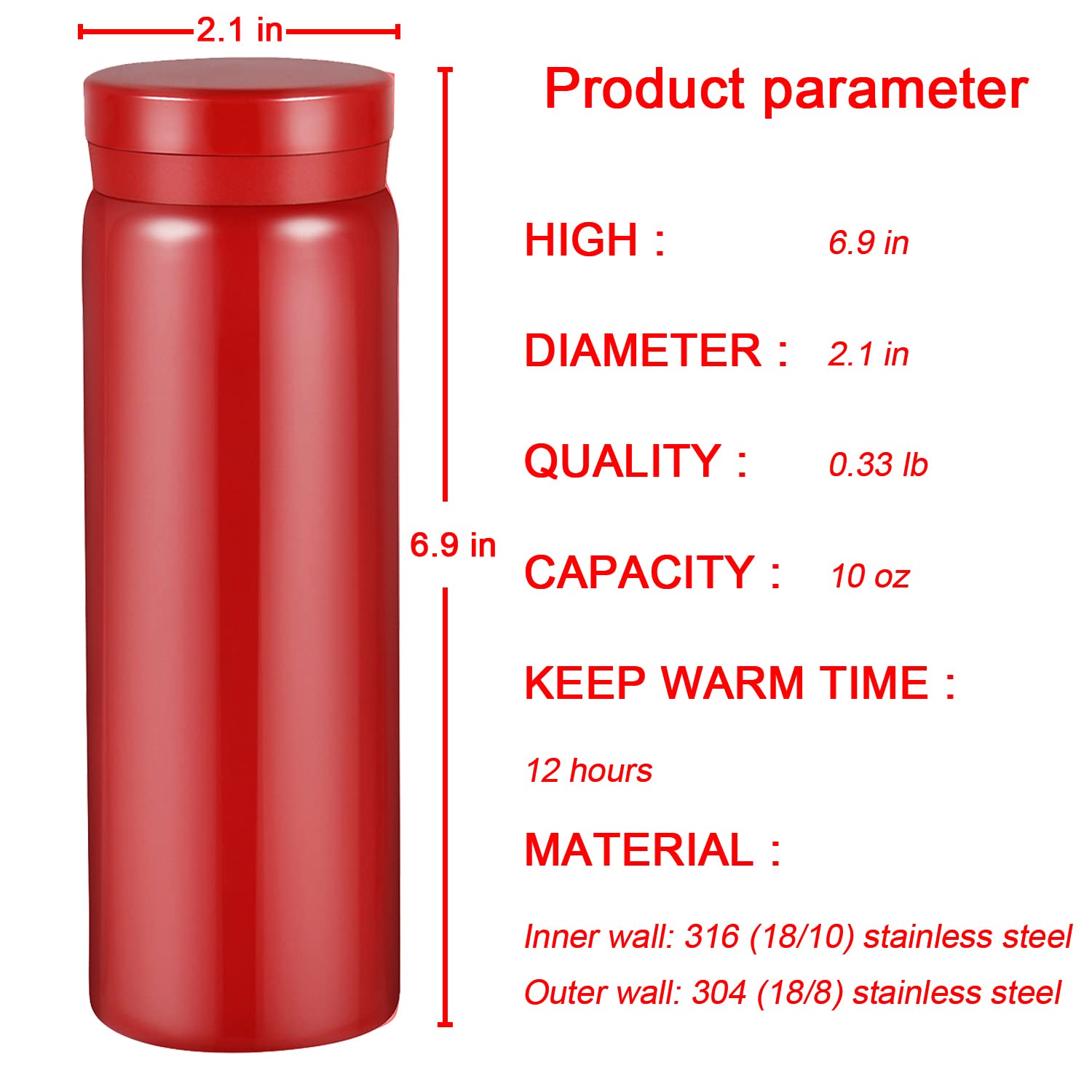 10oz Mini Water Bottle Stainless Steel Thermos Small Flask