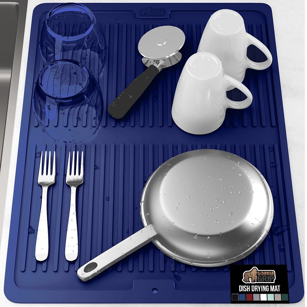 100% BPA Free Patented Silicone Dish Drying Mat for Kitchen Counter