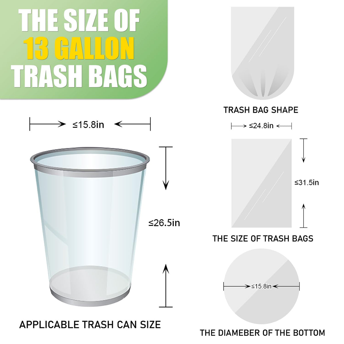 13 Gallon Tall Kitchen Trash Bags Unscented (110 Count)