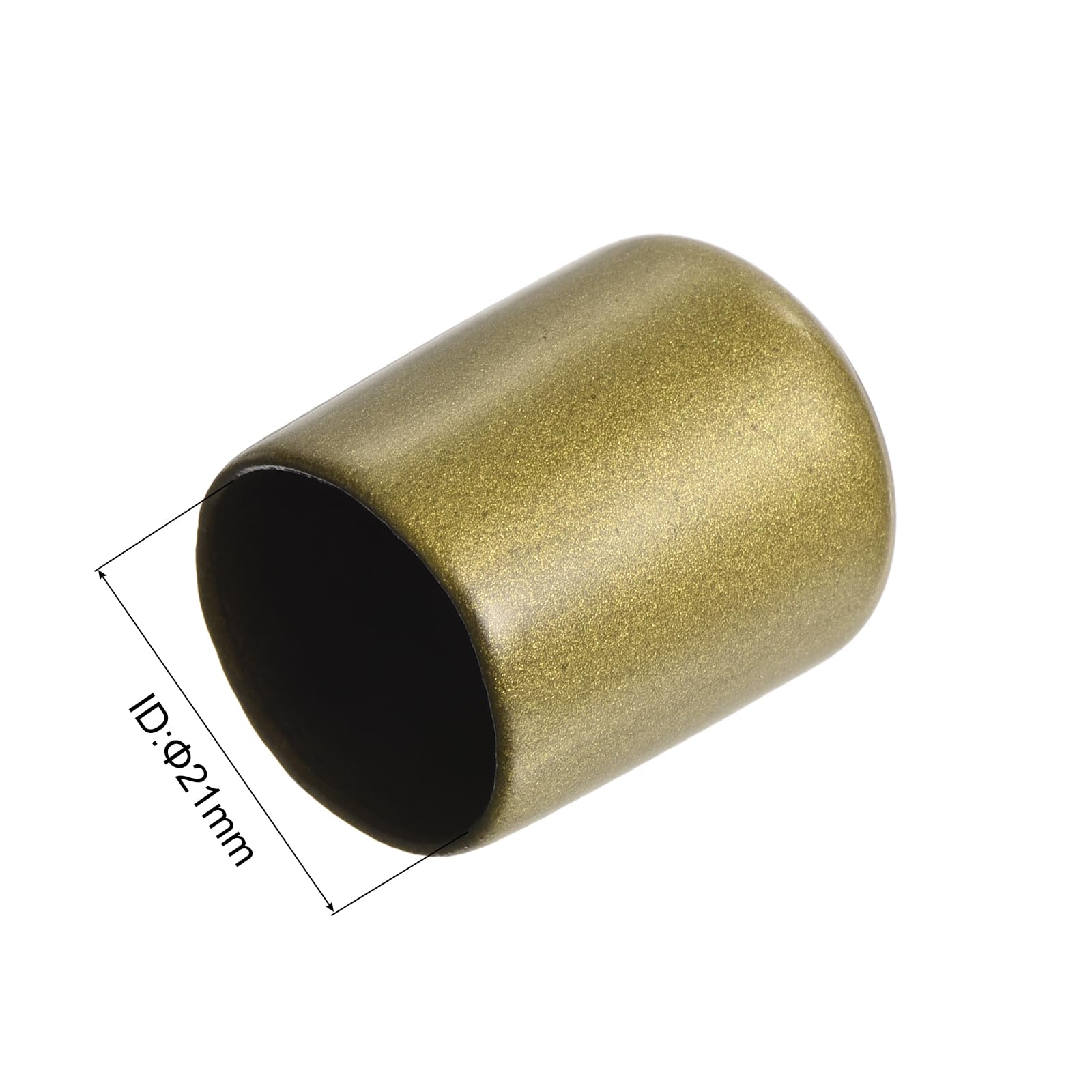 20pcs Rubber End Caps 21mm ID Vinyl Round Tube Bolt Cap Cover Thread Protectors Gold