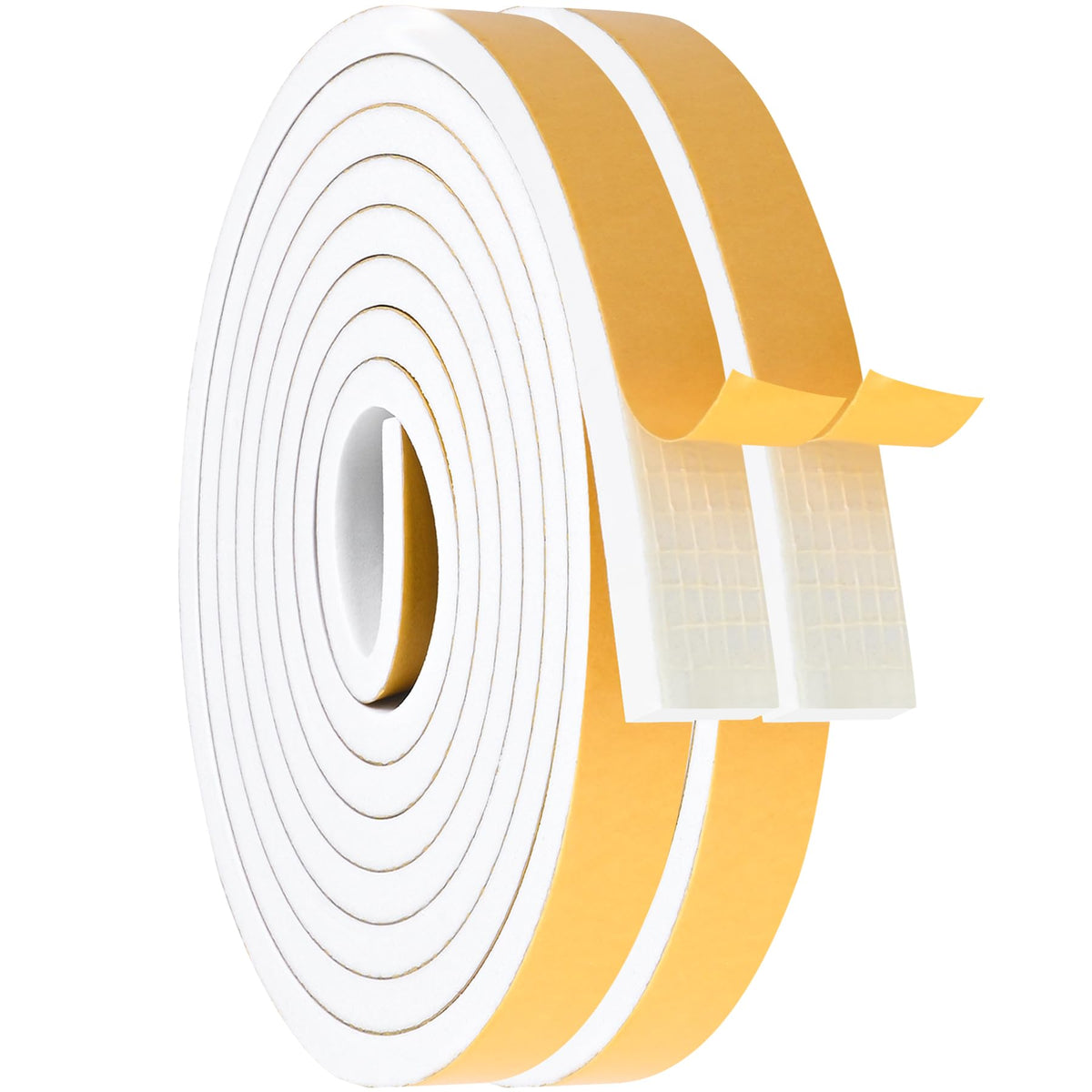 White Door Window Weather Stripping Self Adhesive Foam Tape High Density Foam Sealing Strip Window Insulation Weatherproof Gasket Tape 1 (50 Foot)
