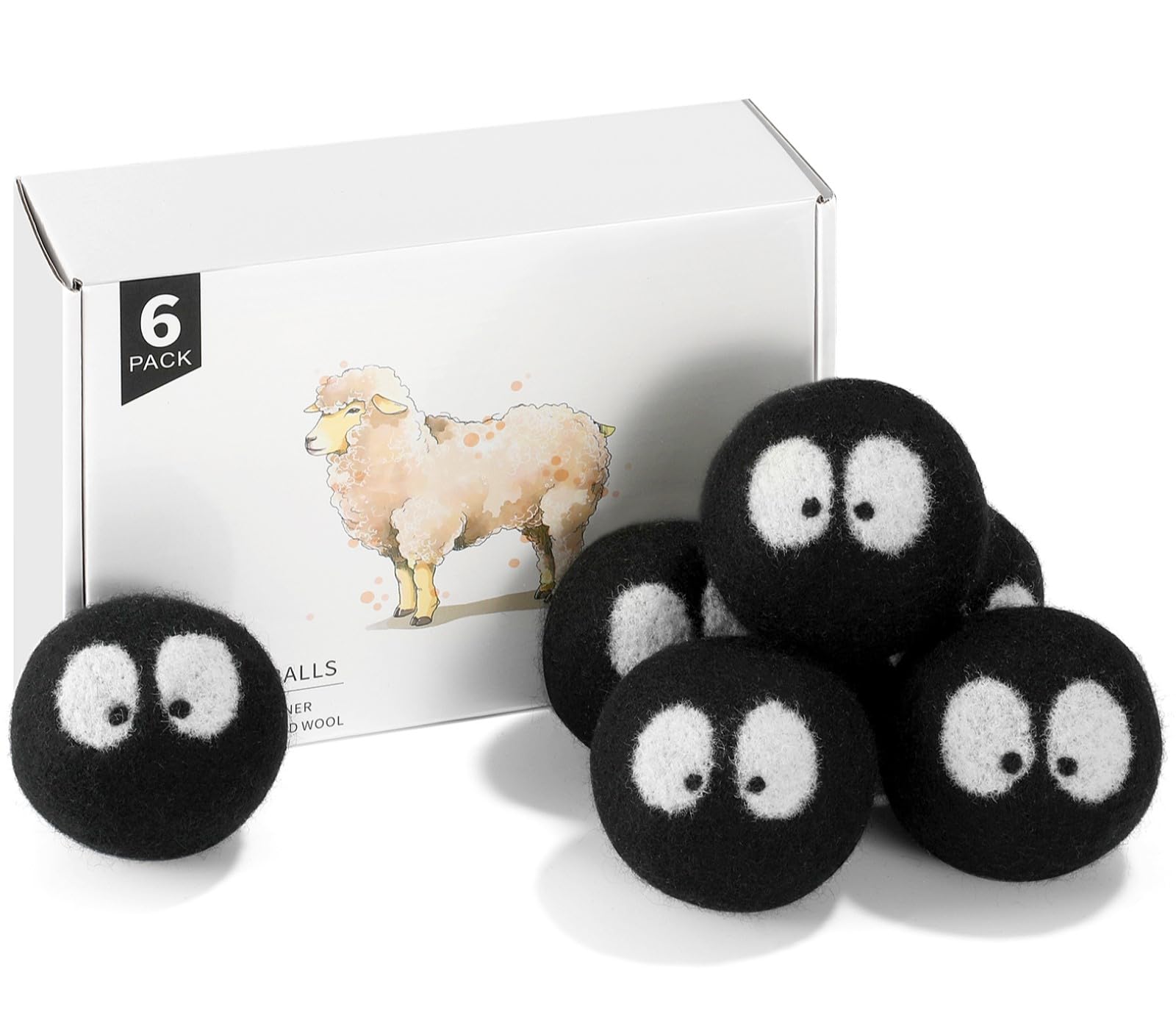 Wool Dryer Balls 6 Pack (6 Count)