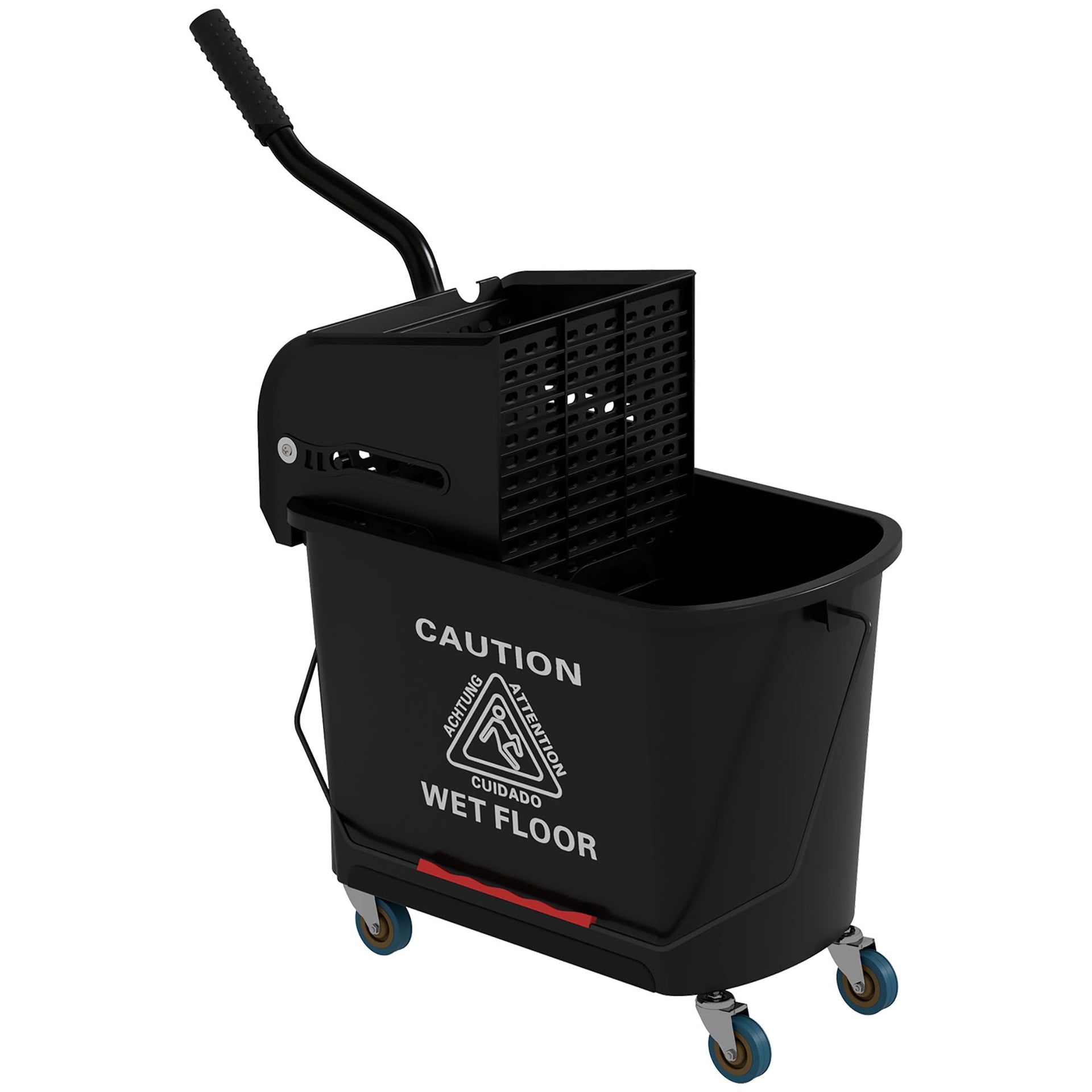 Commercial Mop Bucket Side Press Wringer Wheels 21 Quart Black
