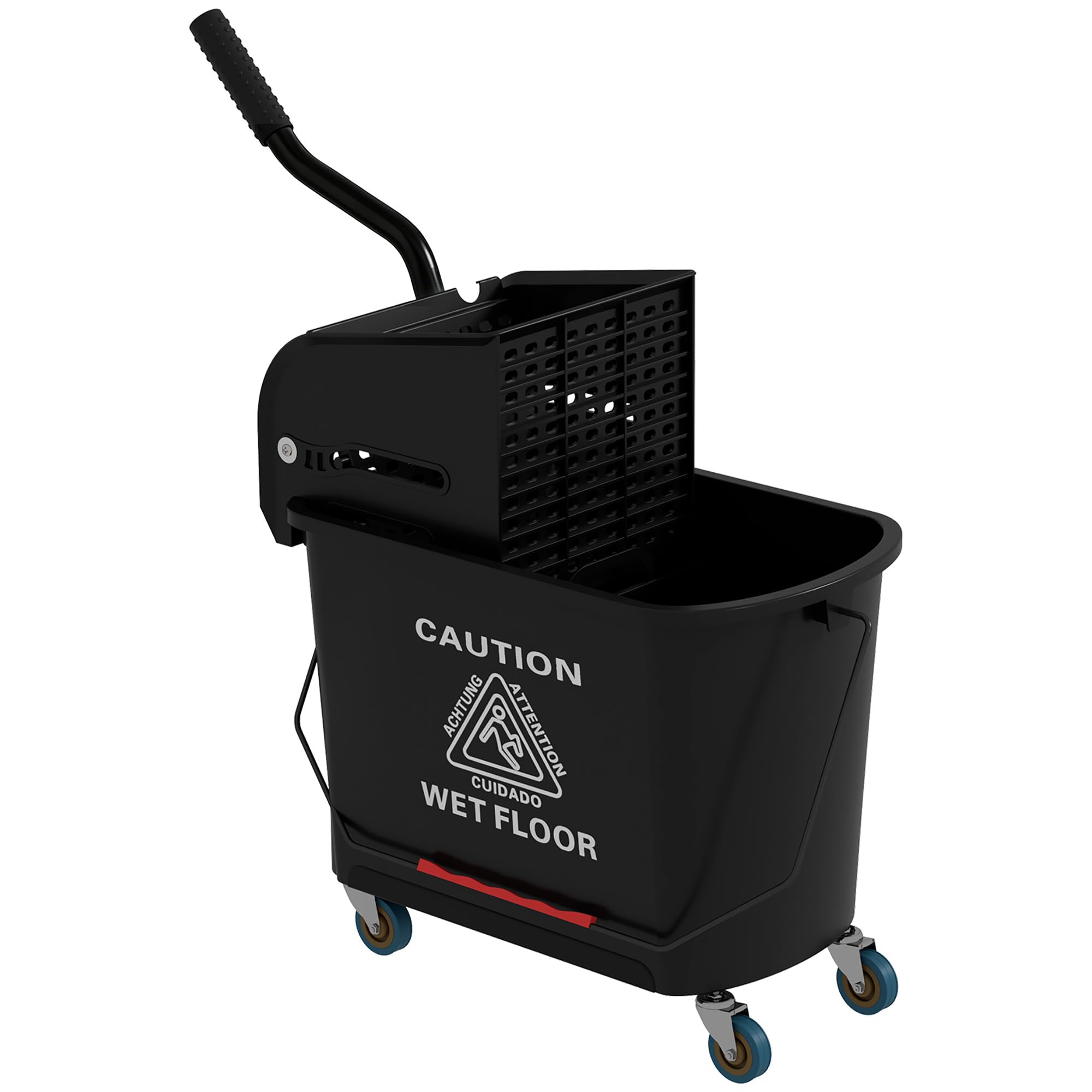 Commercial Mop Bucket Side Press Wringer Wheels 21 Quart Black