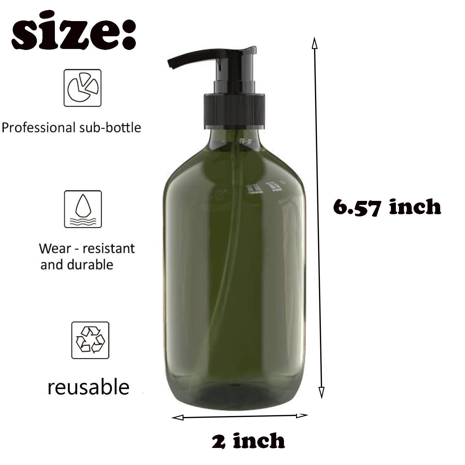 2 PCS 10 OZ Pump Bottle Plastic Pump Lotion Dispenser Empty Bottles (2 Count)
