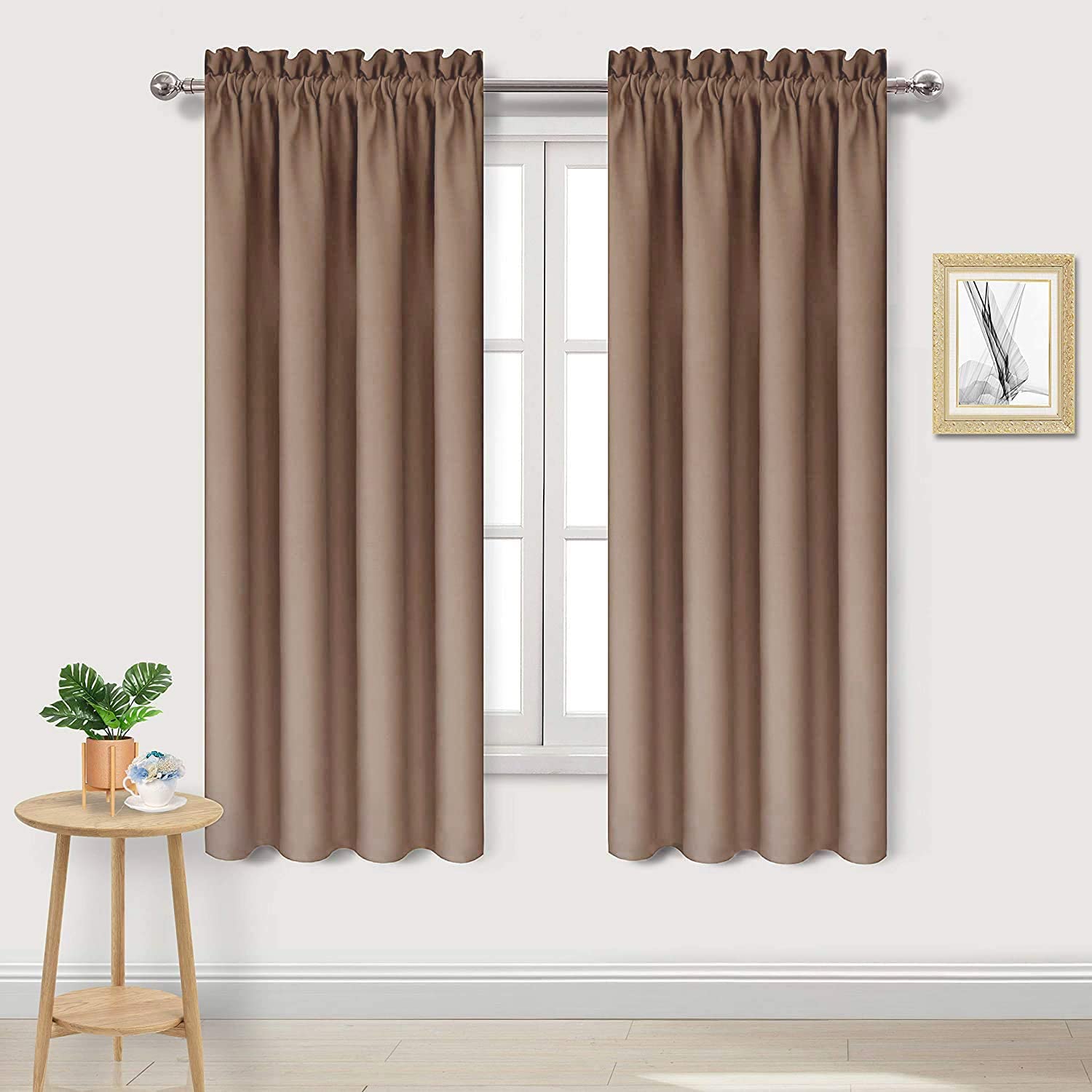 Blackout Curtains for Bedroom Living Room 42 x 63 Inch Long Khaki