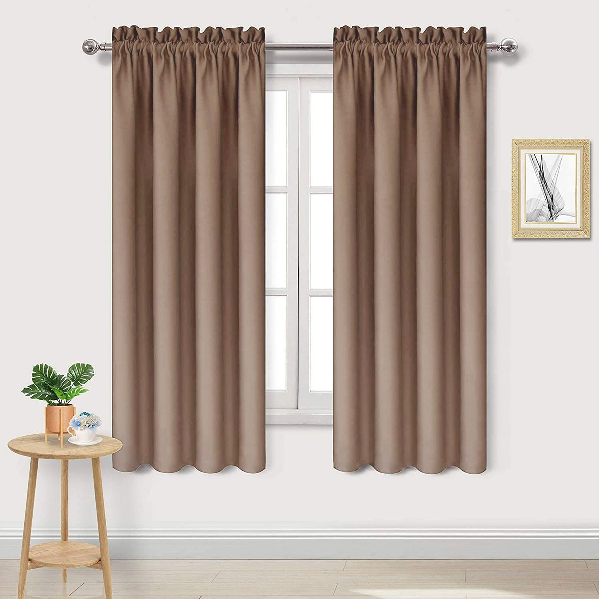 Blackout Curtains for Bedroom Living Room 42 x 63 Inch Long Khaki