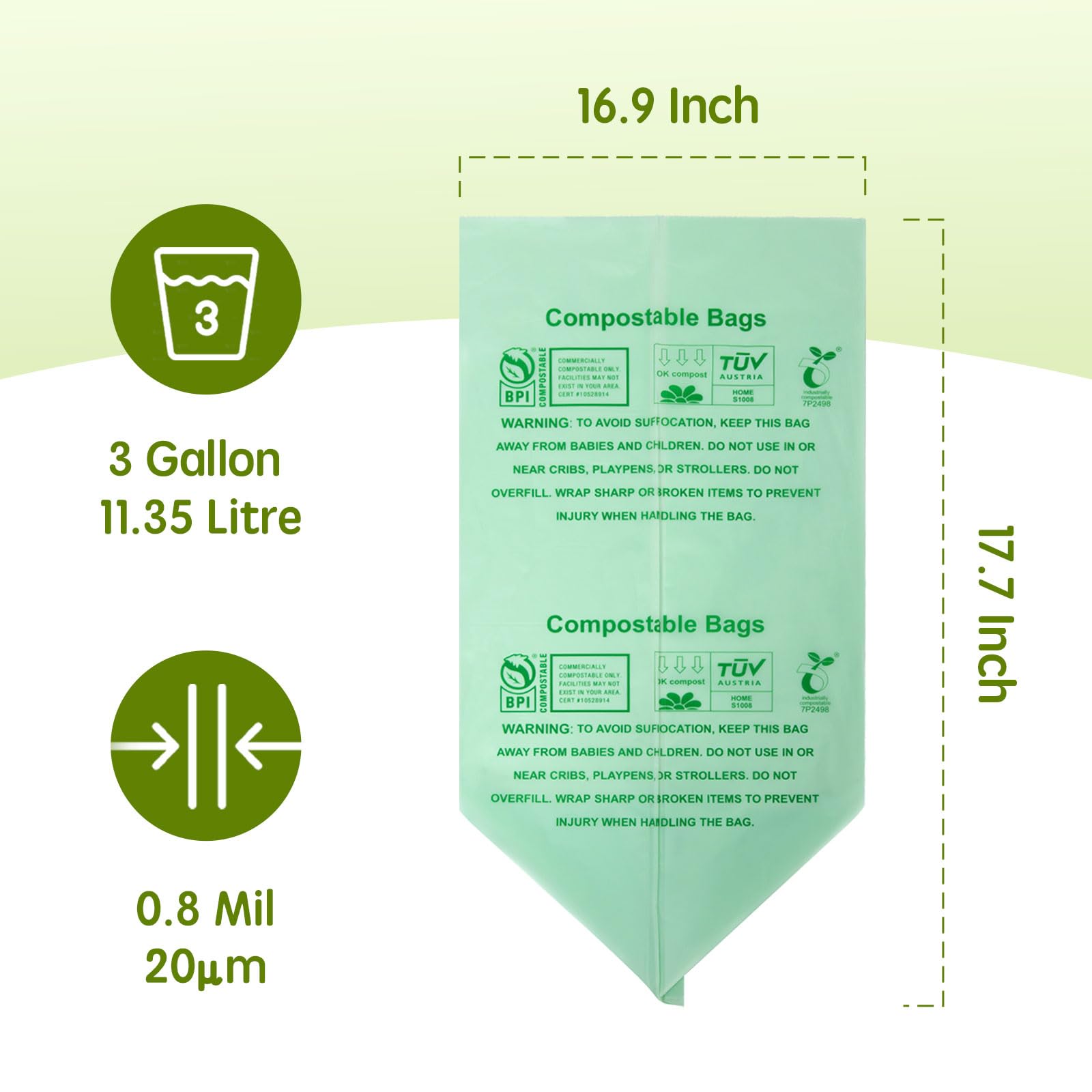 Compostable Trash Bags (50 Count)