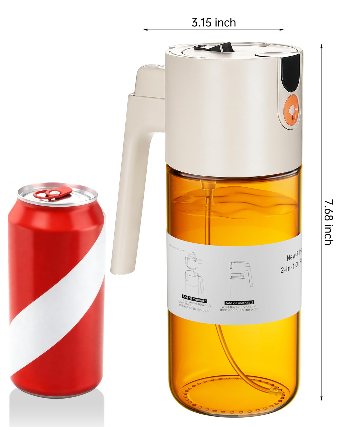 Olive Oil Sprayer & Dispenser Bottle for Cooking 17oz Dark Glass Oil Mister