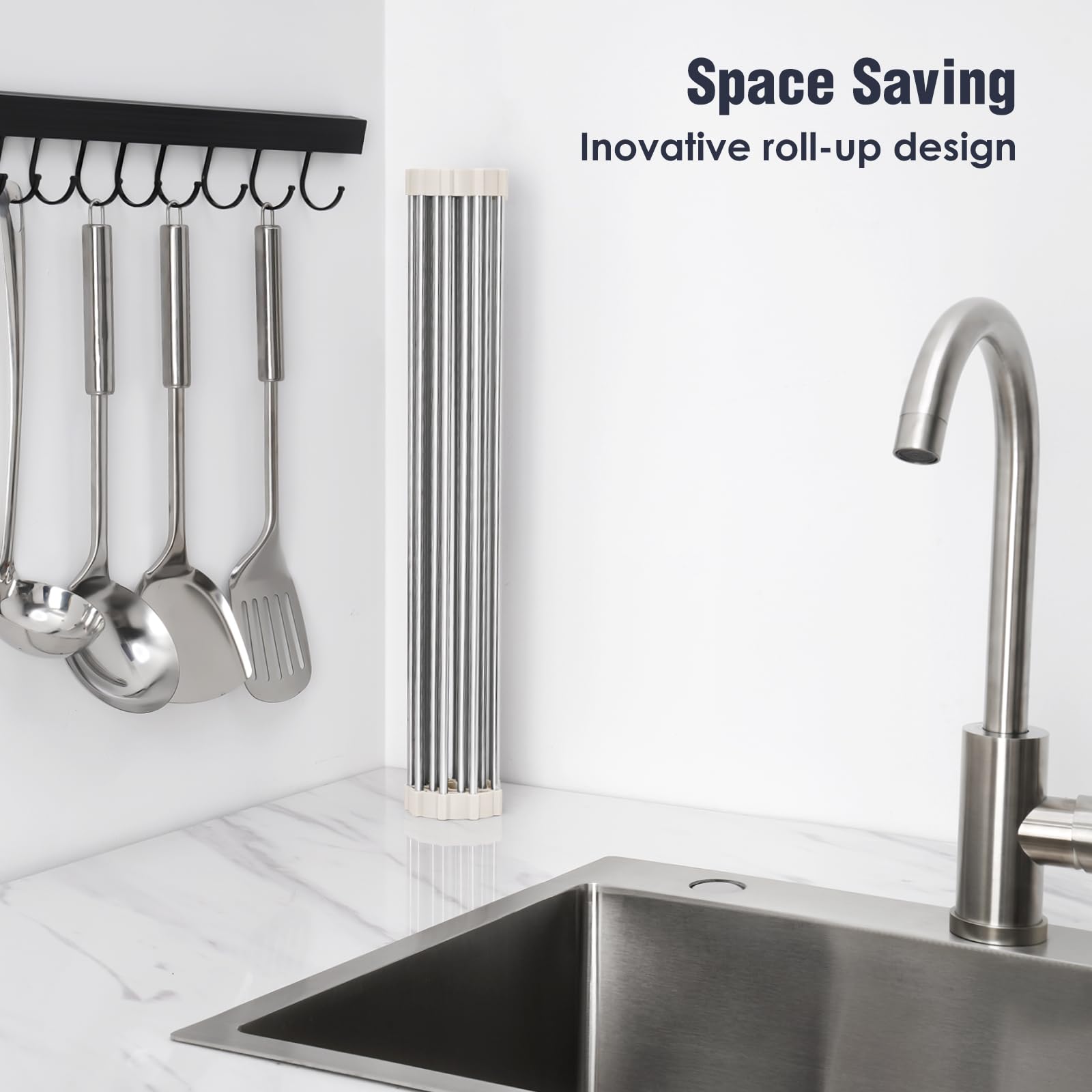 Roll Up Dish Drying Rack Over Sink