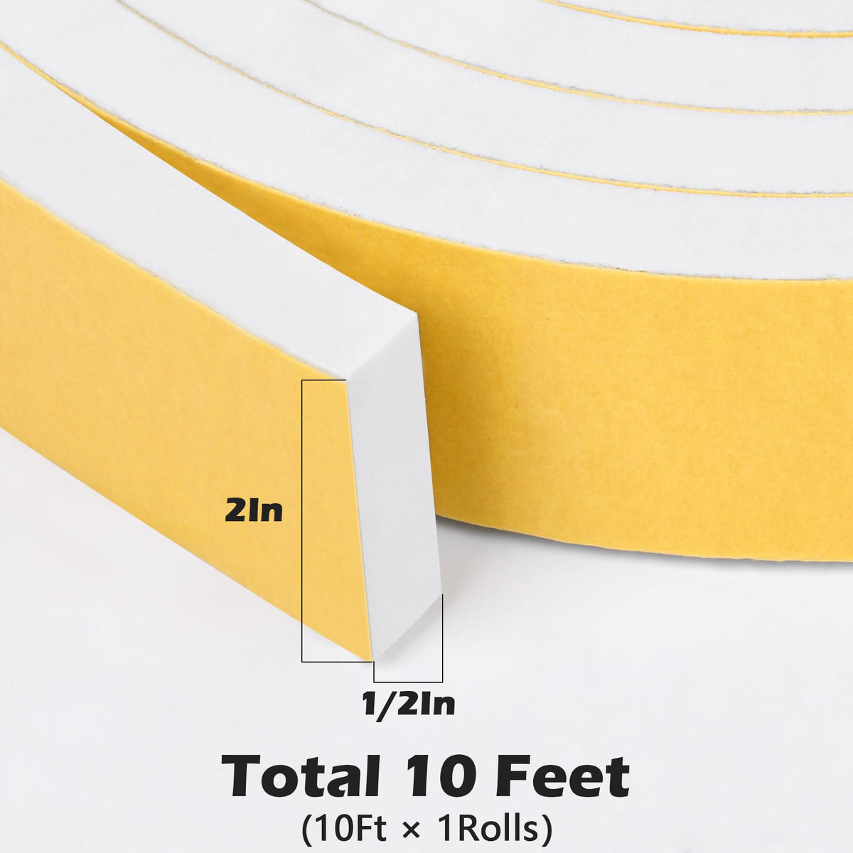 White Door Window Weather Stripping Self Adhesive Foam Tape High Density Foam Sealing Strip Window Insulation Weatherproof Gasket Tape for Doors and Windows (10 Foot)
