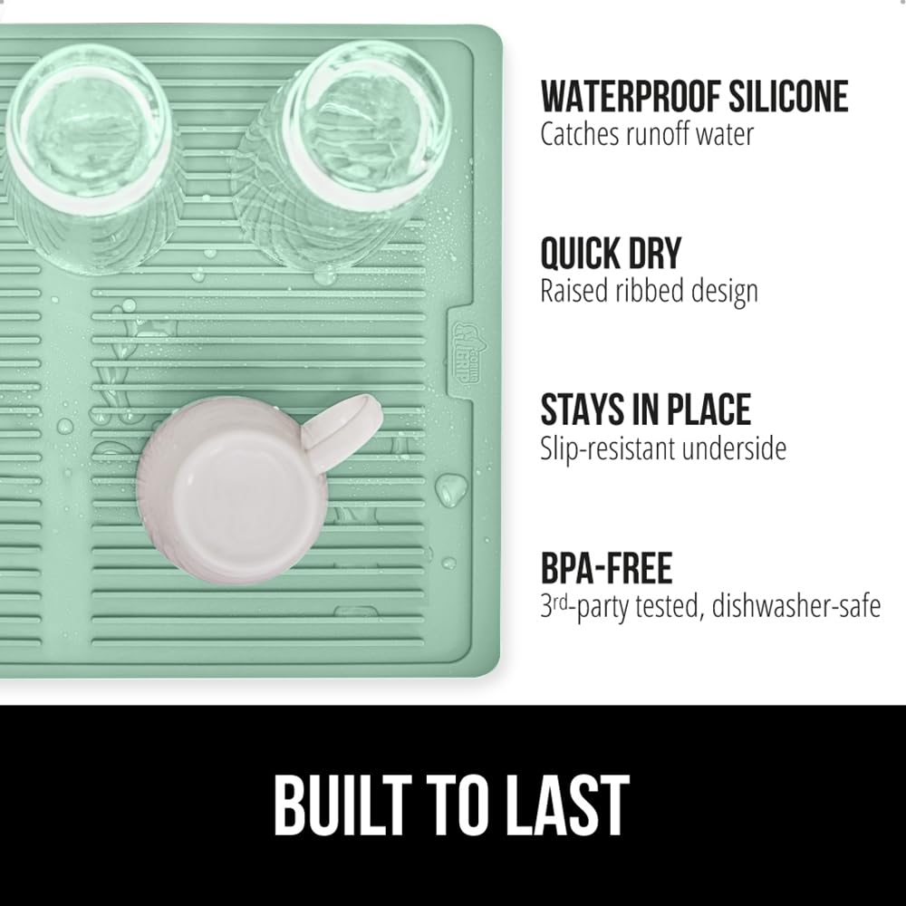 100% BPA Free Patented Silicone Dish Drying Mat for Kitchen Counter