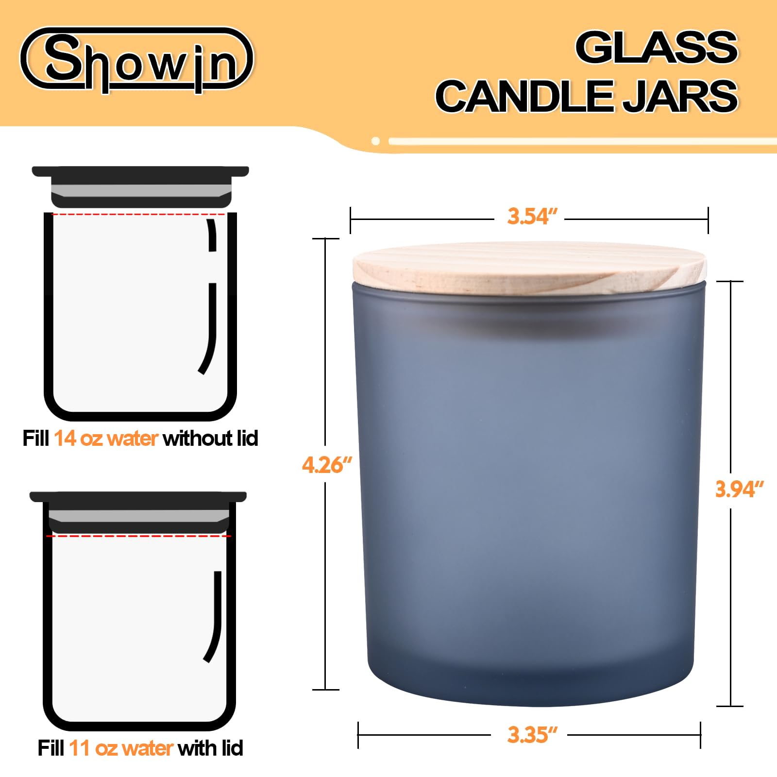 14 OZ Thick Candle Jars for Making Candles 12 Pcs (12 Count)