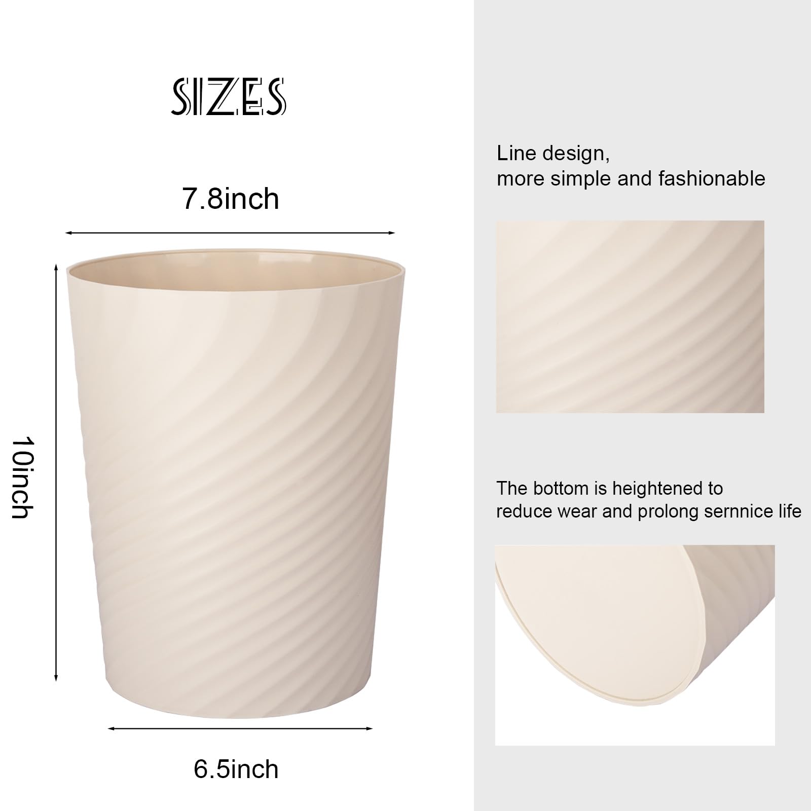 Plastic Small Bathroom Trash Can Wastebasket Garbage Can