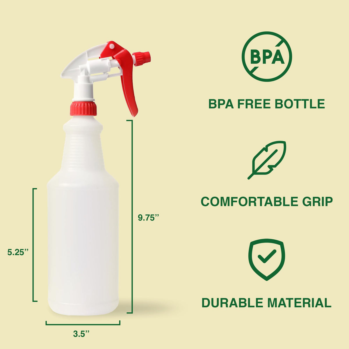Heavy Duty 32oz Plastic Spray Bottles for Cleaning (2 Count)