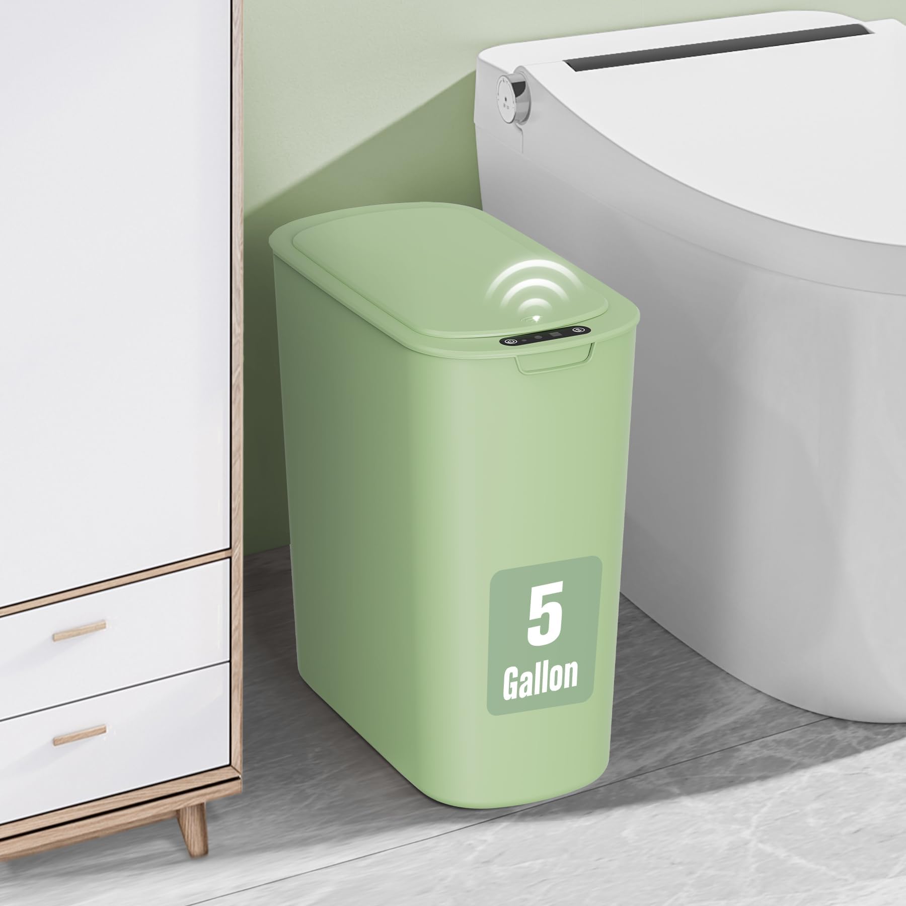 5 Gallon Automatic Bathroom Trash Can with Lid