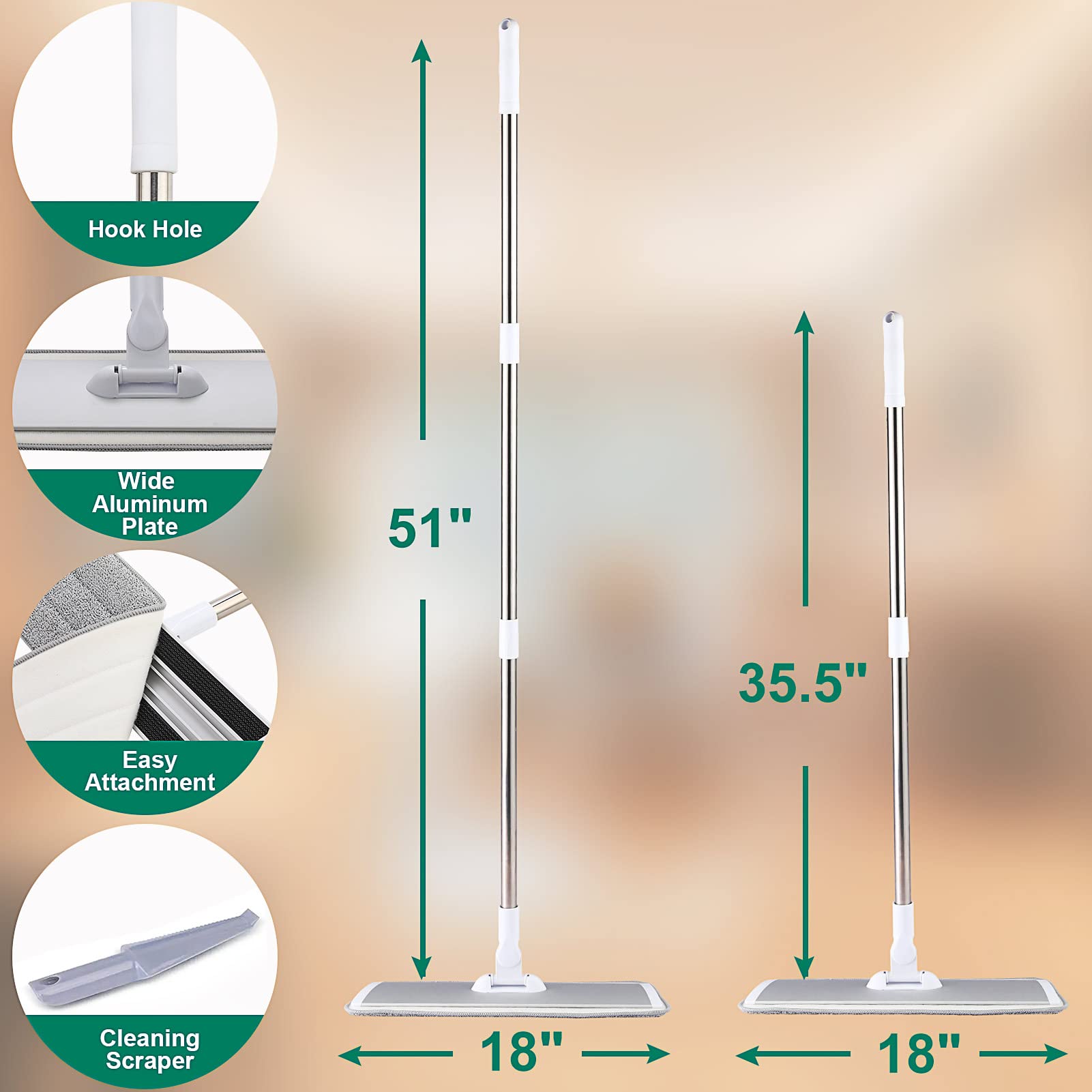 18" Professional Microfiber Mop Floor Cleaning System - ModHome Supplies