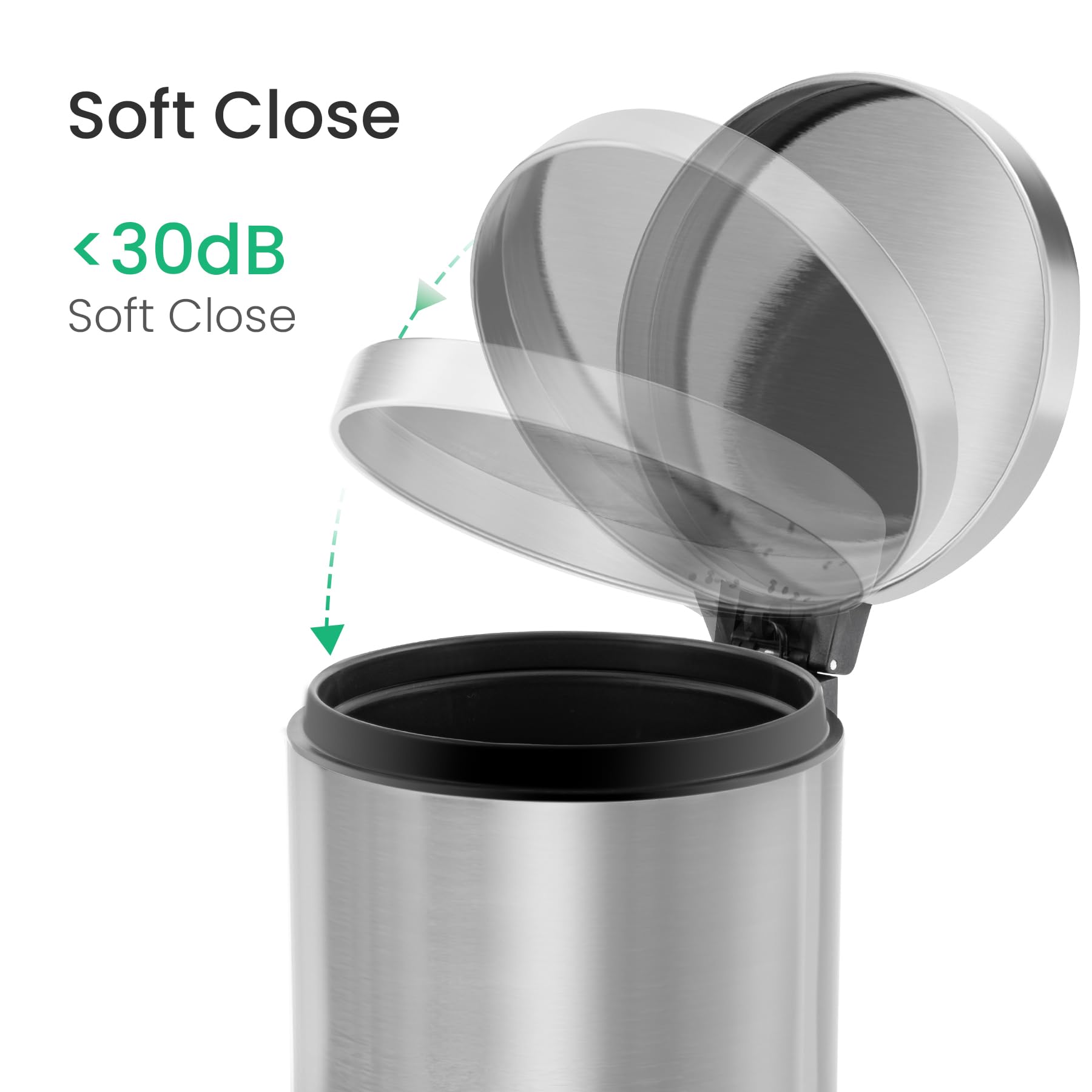 Small Round Bathroom Trash Can with Lid Soft Close