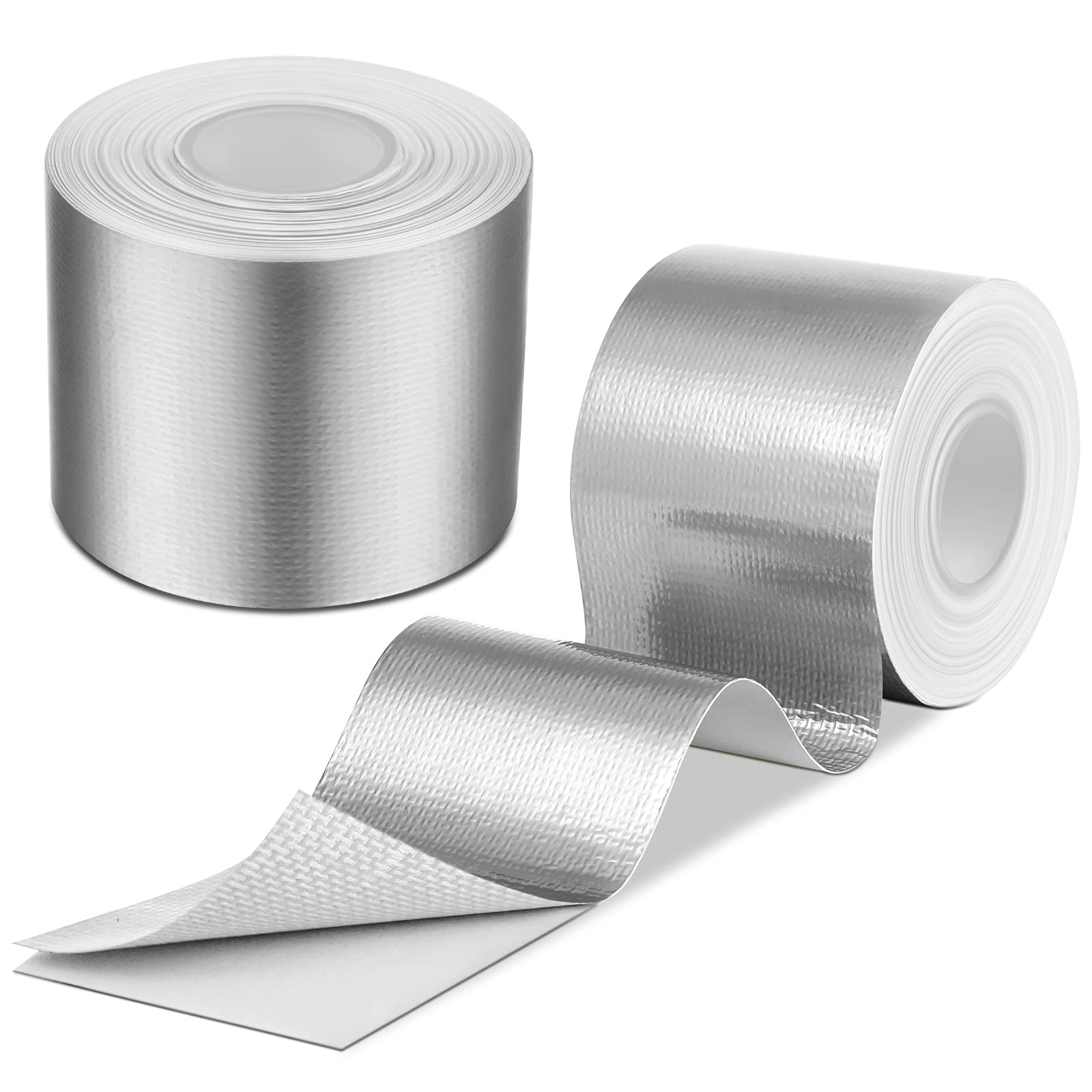 2 Rolls Aluminum Foil Tape Heat Shield Tape Barrier Adhesive Reflective Fiberglass Thermal Insulation Reflective Material High Temp Protection (65.6 Foot)