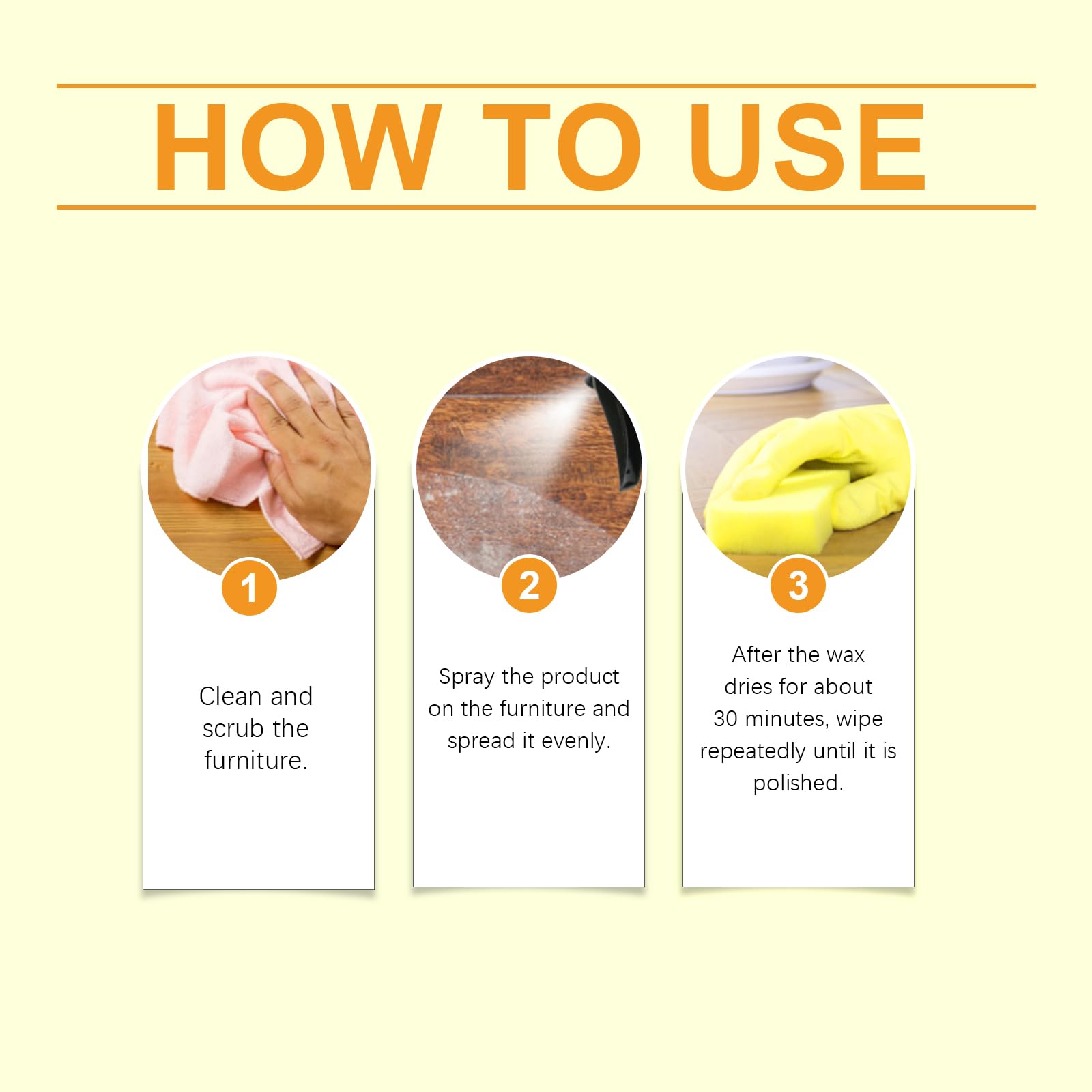 Natural Beeswax Spray Cleaner for Wood Furniture Lemon Scent 2p (4 Fl Oz)