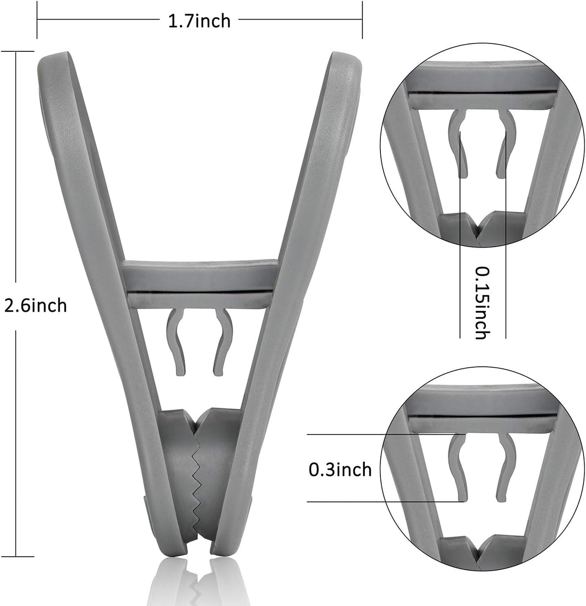 50pc Grey Plastic Hanger Clips (50 Count)