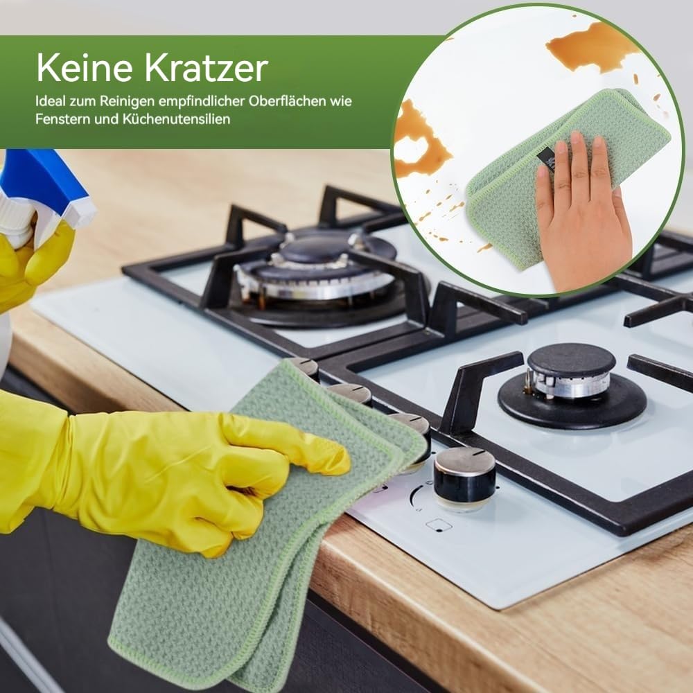 Waffle Microfiber Dish Cloths Green Kitchen Towels (6 Count)