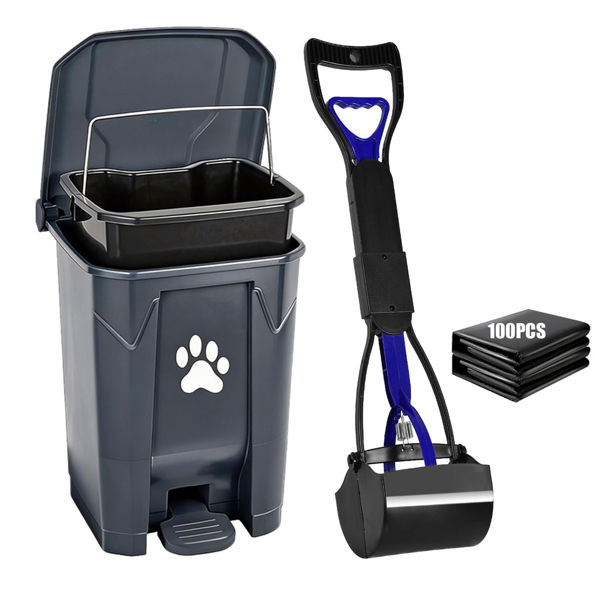 Dog Poop Trash Can Outside with Pooper Scooper