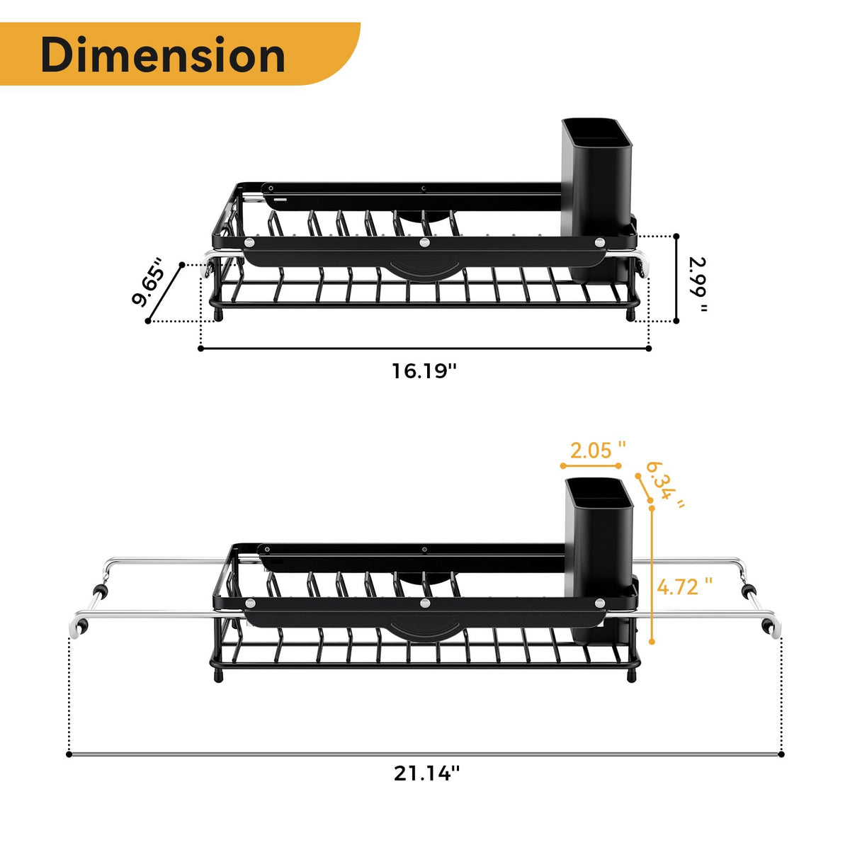 Sink Small Dish Drying Rack with Utensil Holder for RV