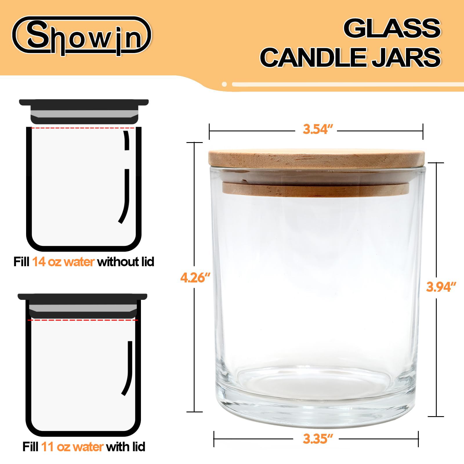 14 OZ Thick Candle Jars for Making Candles 12 Pcs (12 Count)