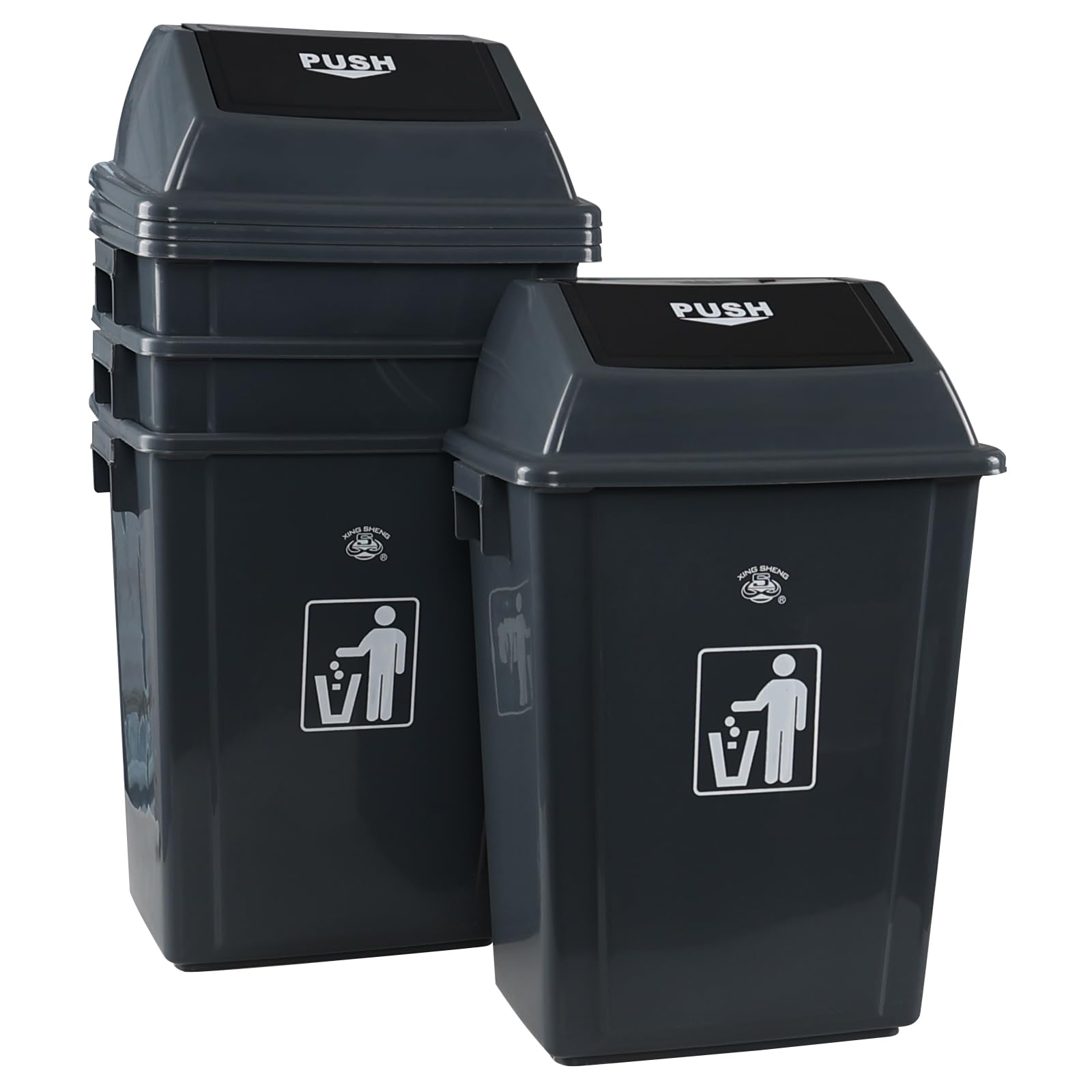 18 Gallon Tall Plastic Trash Can with Swing Lid (4 Count)