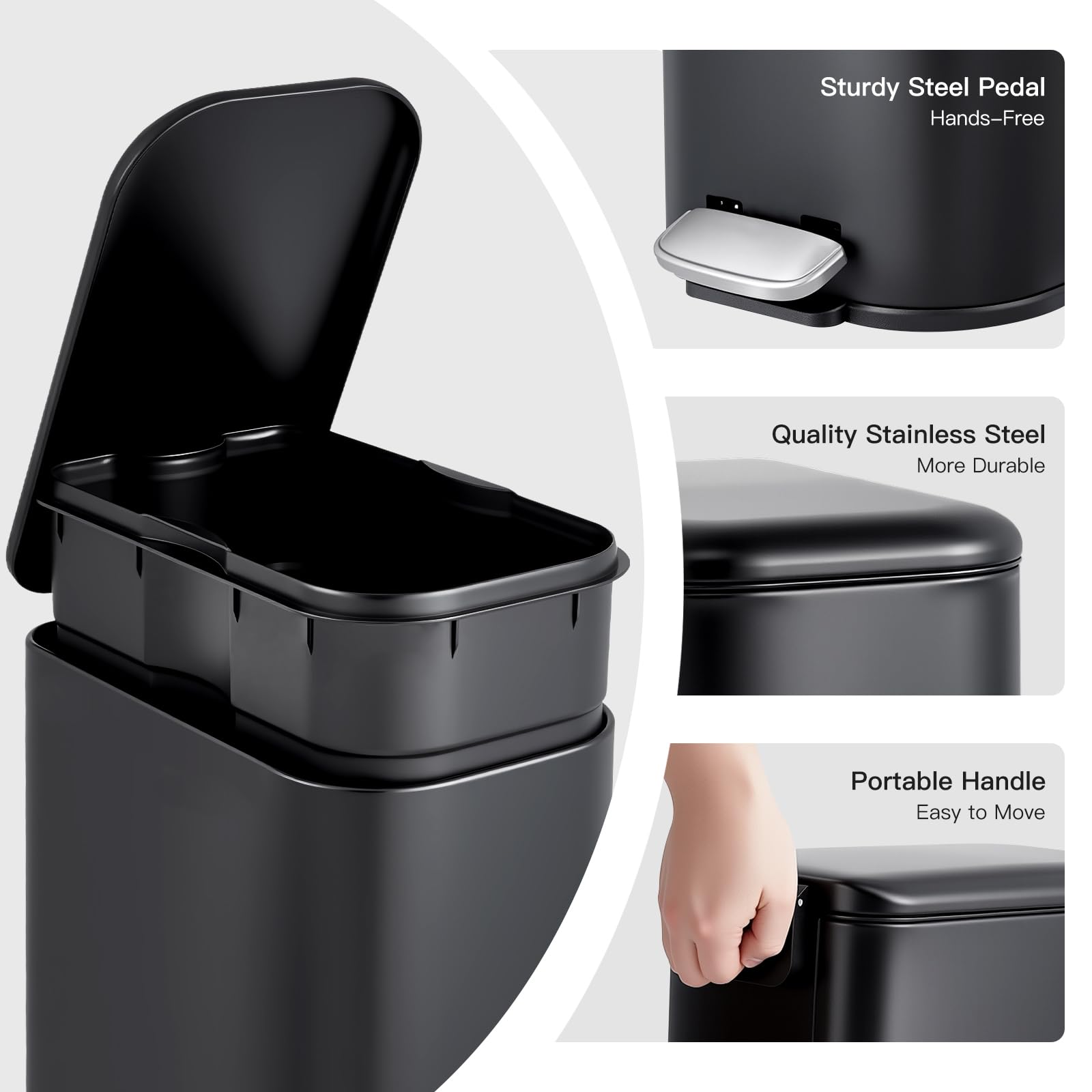 1.3 Gallon Bathroom Trash Can