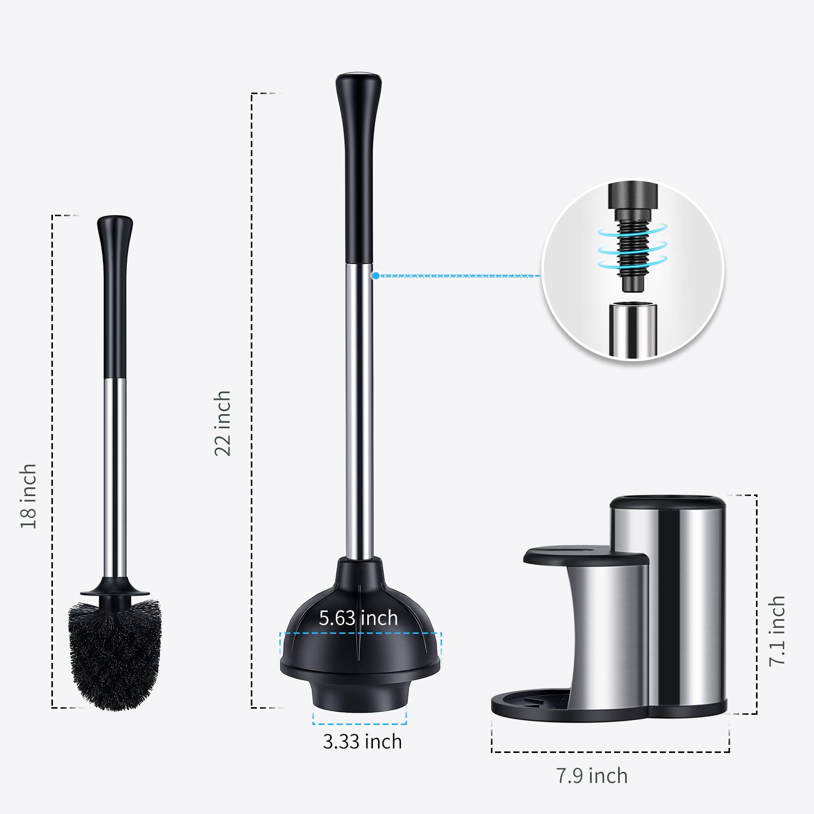 Toilet Plunger and Bowl Brush Set