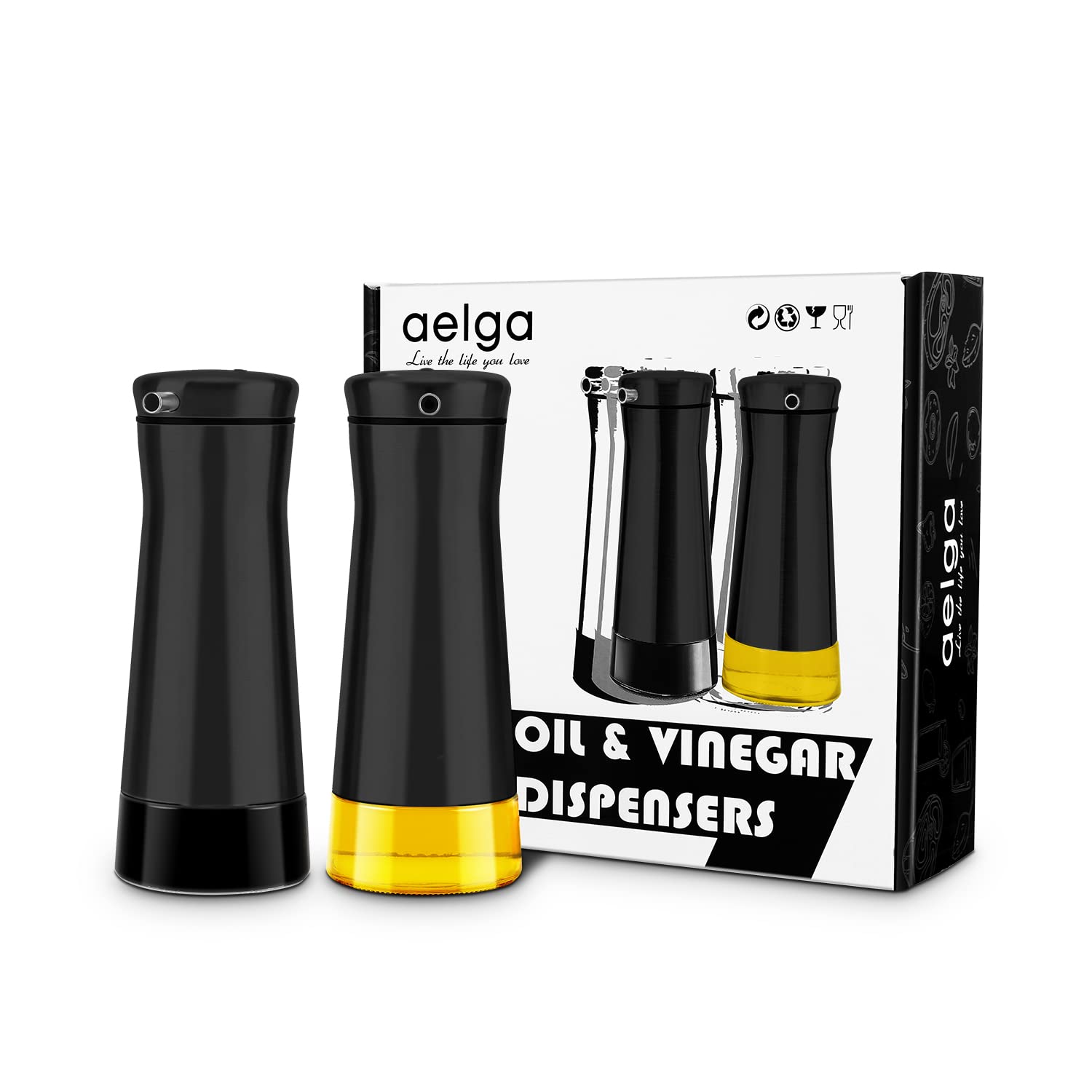 Black Oil And Vinegar Dispenser Set (2 Count)