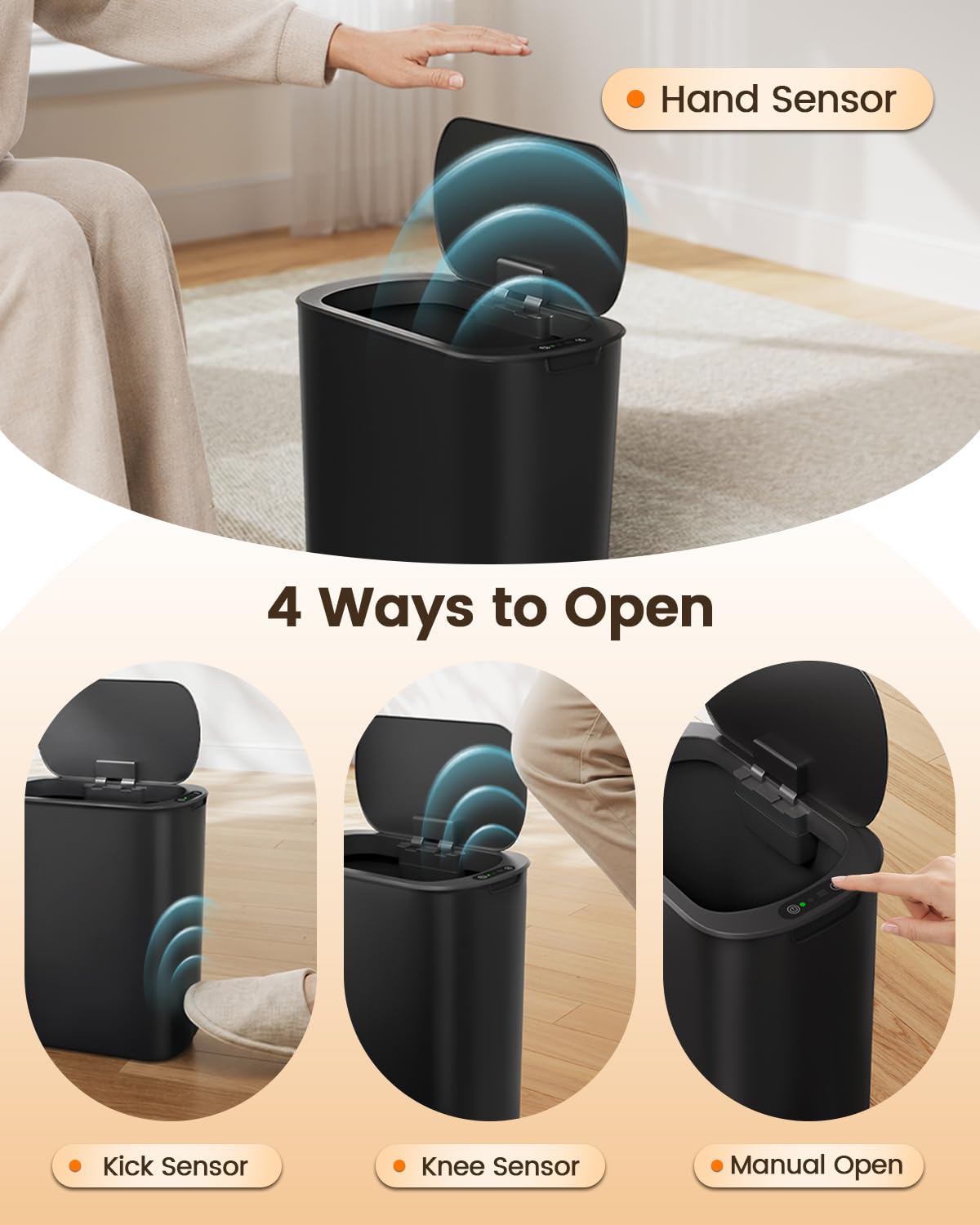 5 Gallon Automatic Bathroom Trash Can with Lid