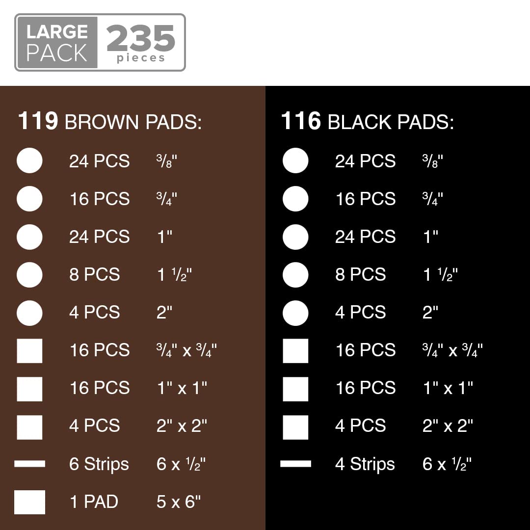 235 pcs Felt Furniture Pads Brown & Black X