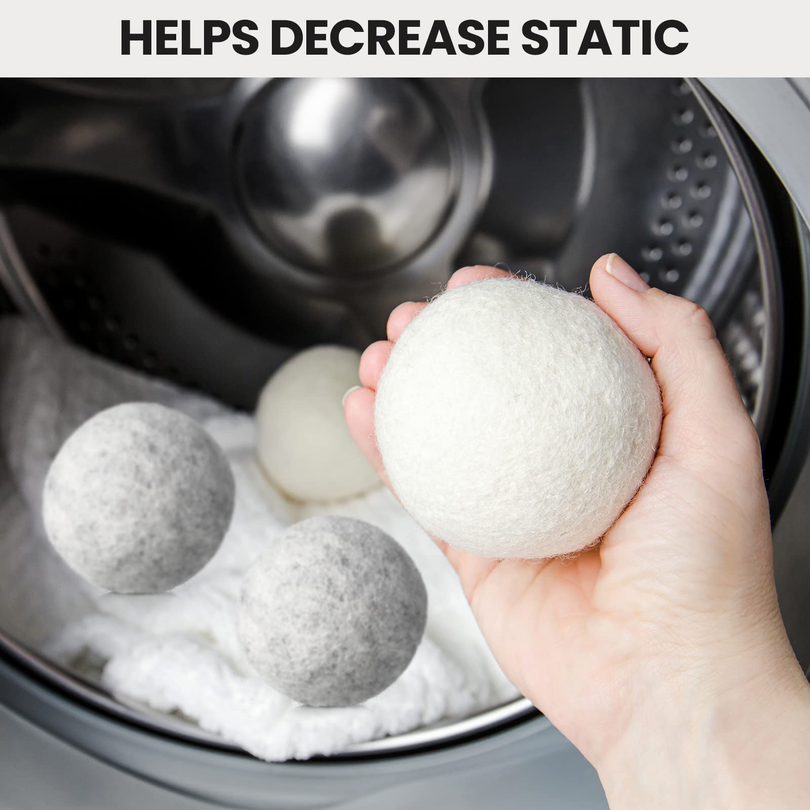 56 Pieces Wool Dryer Balls Set 54 Reusable Wool Balls with 2 Muslin Bags Wool Laundry Balls Fabric Softener Ball Anti Wrinkle Anti Static Saving Energy and Time (56 Count)