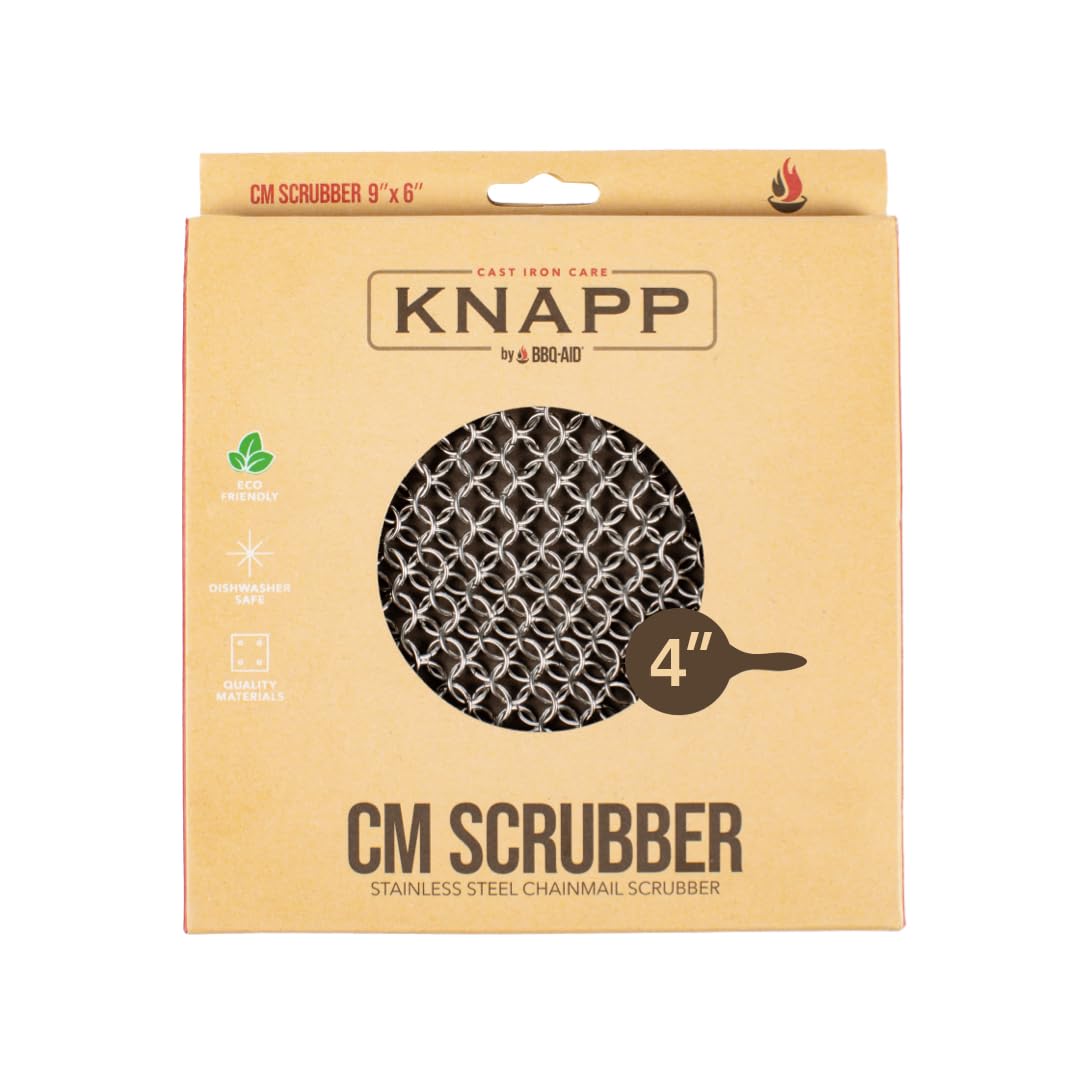 Knapp Made CM Scrubber 4" x 4" Small Ring Chainmail Cast Iron Scrubber