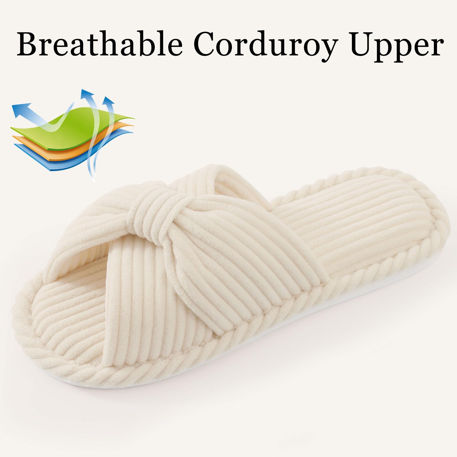 Summer House Slippers for Women Corduroy Open Toe Indoor Slippers